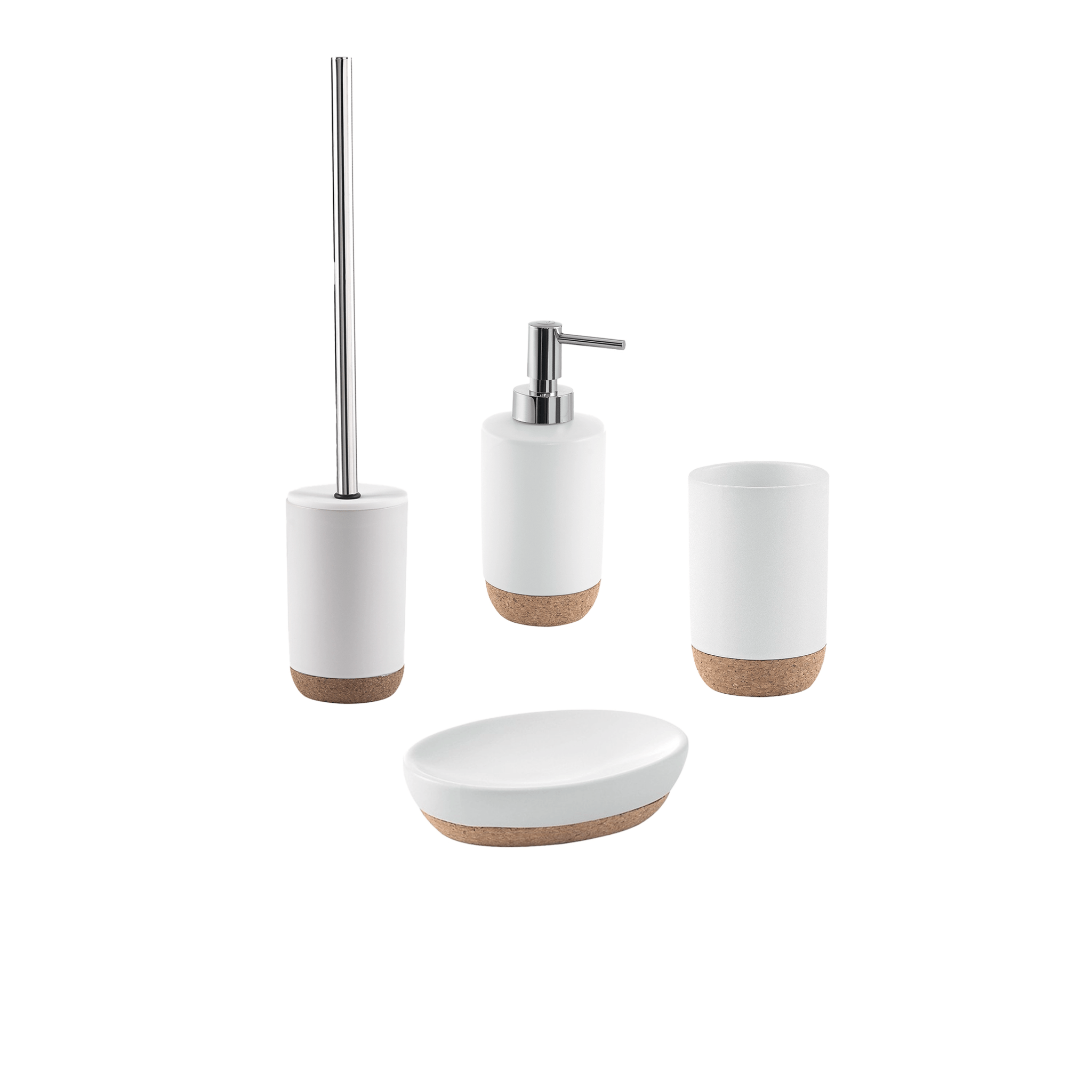 Set 4 Accessori D'Appoggio Gedy "Ilary" Bianco/Sughero - Dabicasa