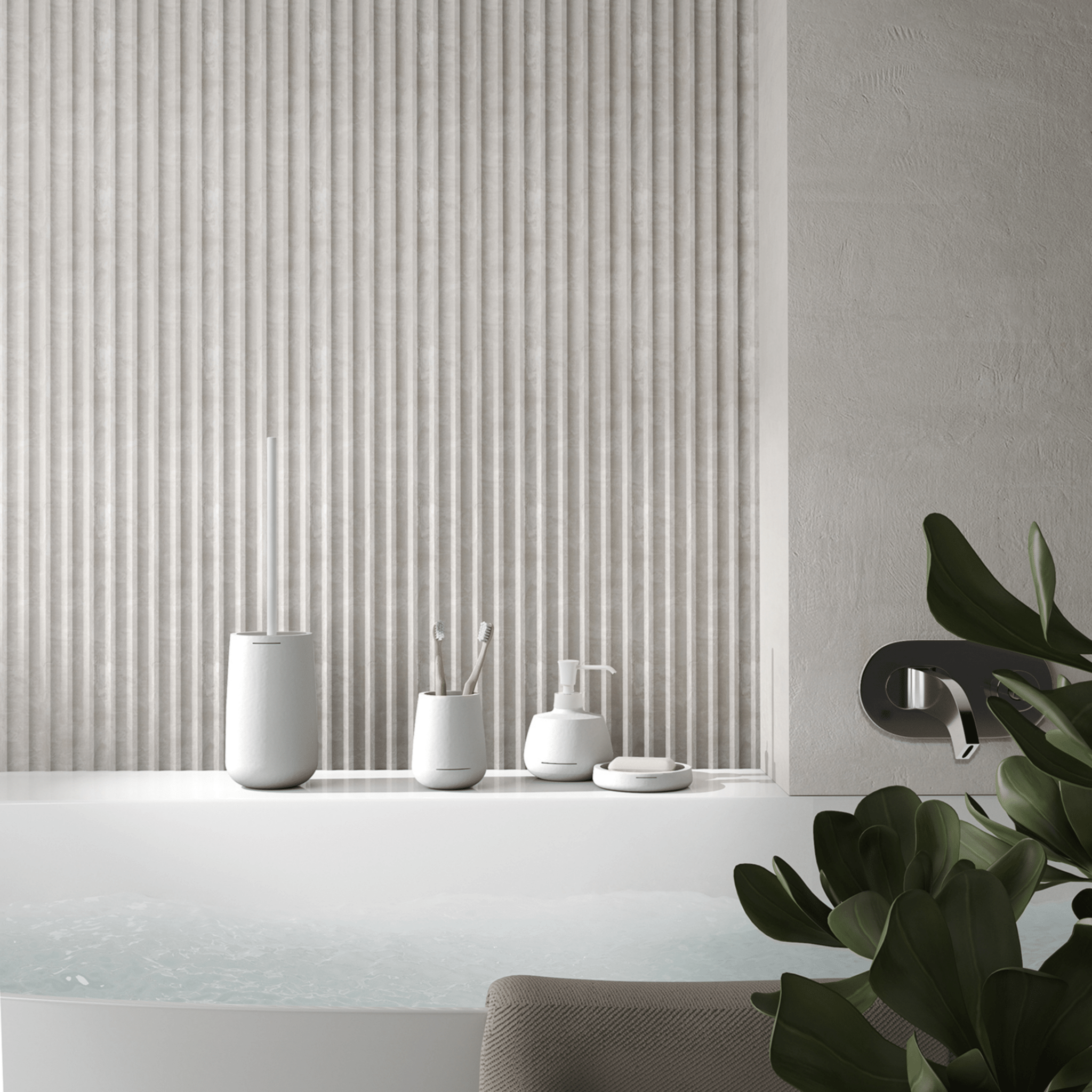 Set 4 Accessori D'Appoggio Gedy "Kira" Bianco Opaco - Dabicasa