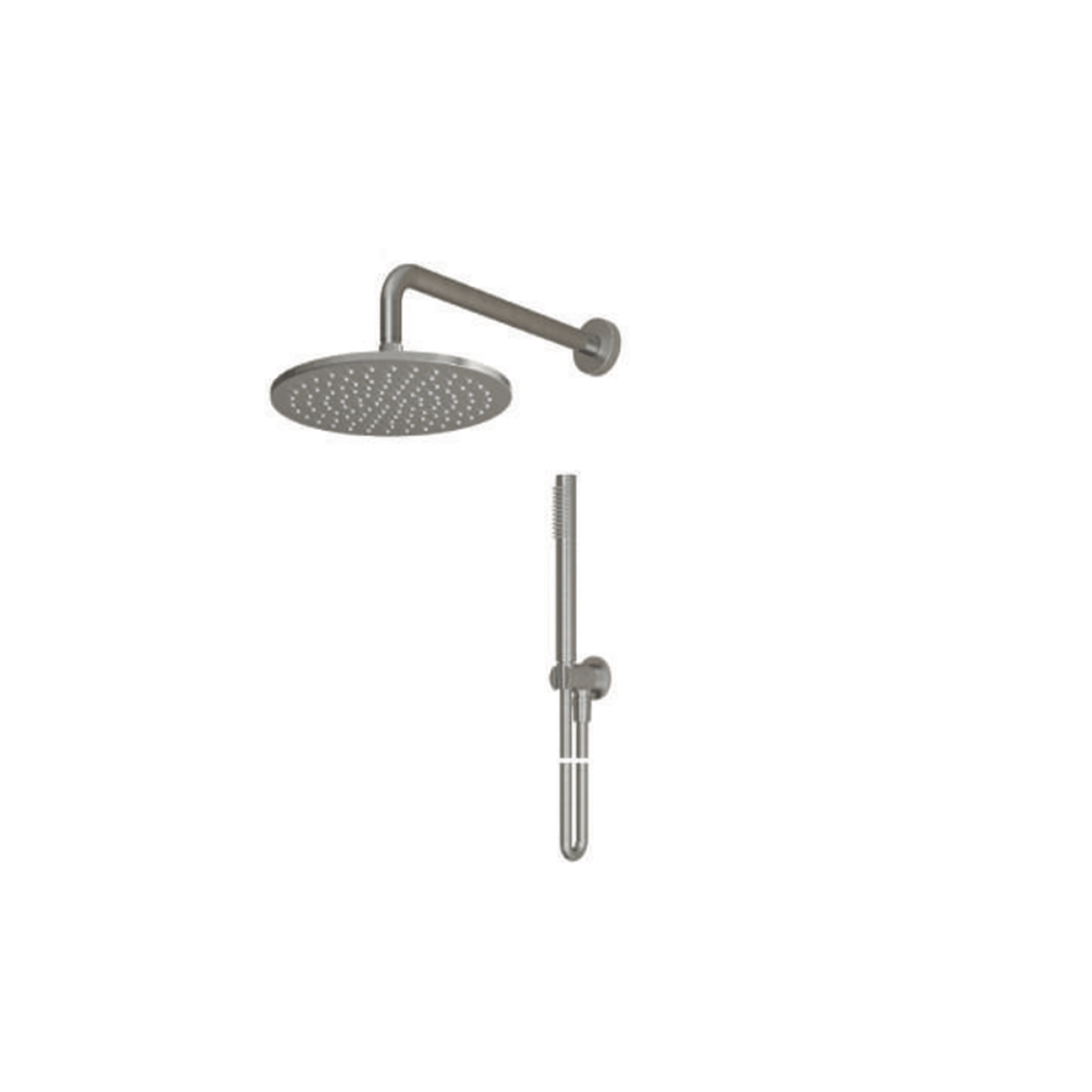 Set Incasso Doccia Tondo Con Soffione 25 Cm Braccio Doccia 35 Cm e Kit Doccetta "Steel" Inox Spazzolato - Dabicasa
