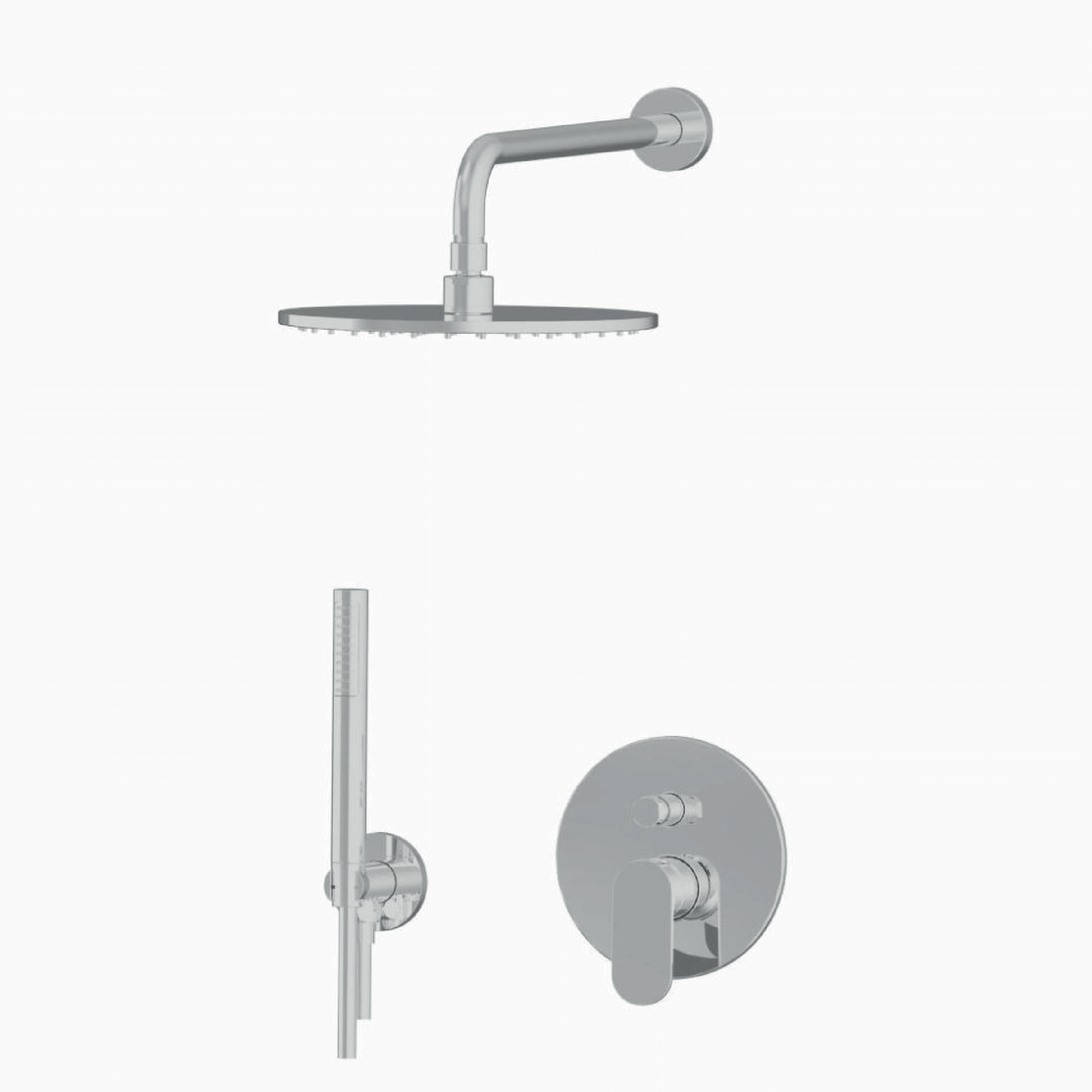 Set Incasso Doccia Tondo Con Soffione Diam.25 Cm Braccio Doccia 40 Cm Miscelatore Doccia a 2 Vie e Kit Doccetta Gattoni "H20MIX 7000" - Dabicasa
