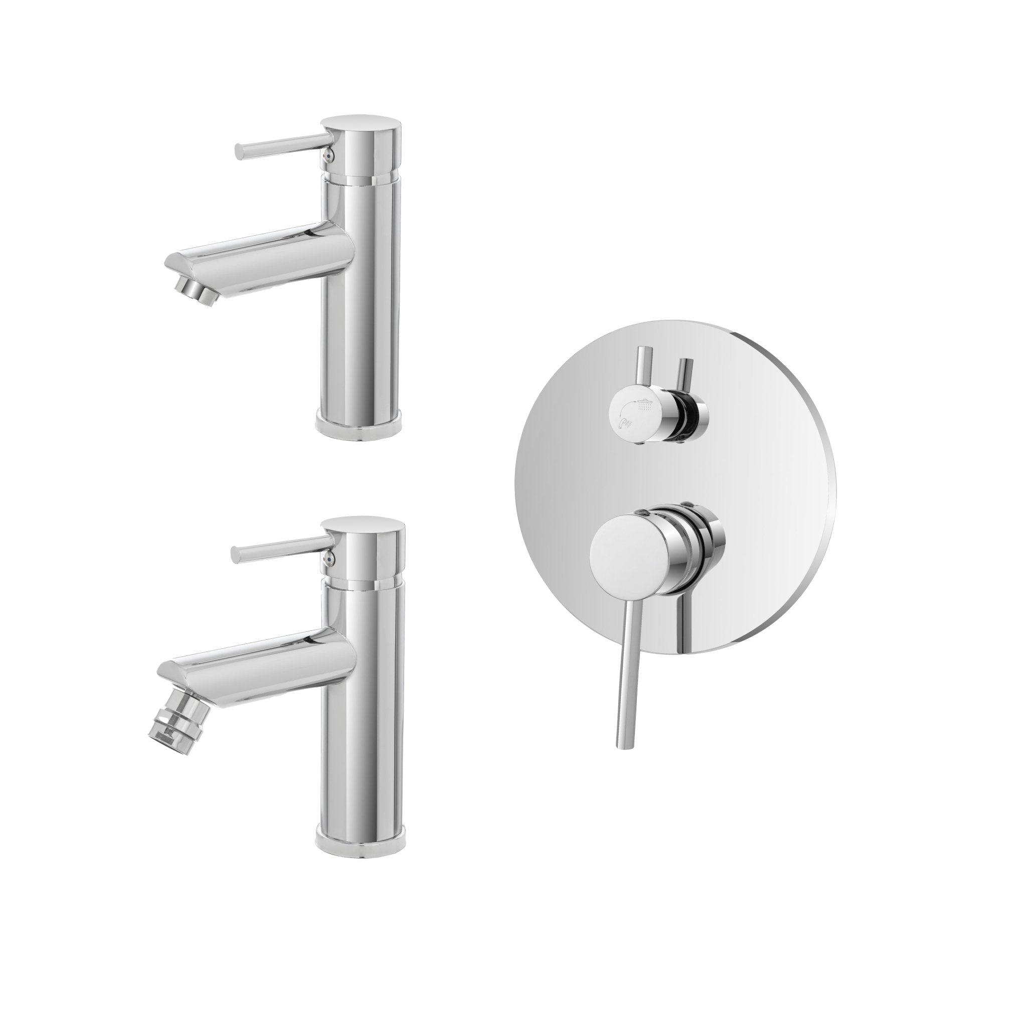 Set Miscelatori Lavabo e Bidet Con Incasso Doccia Deviatore a 2 Vie Feridras "York" Cromo Lucido - Dabicasa
