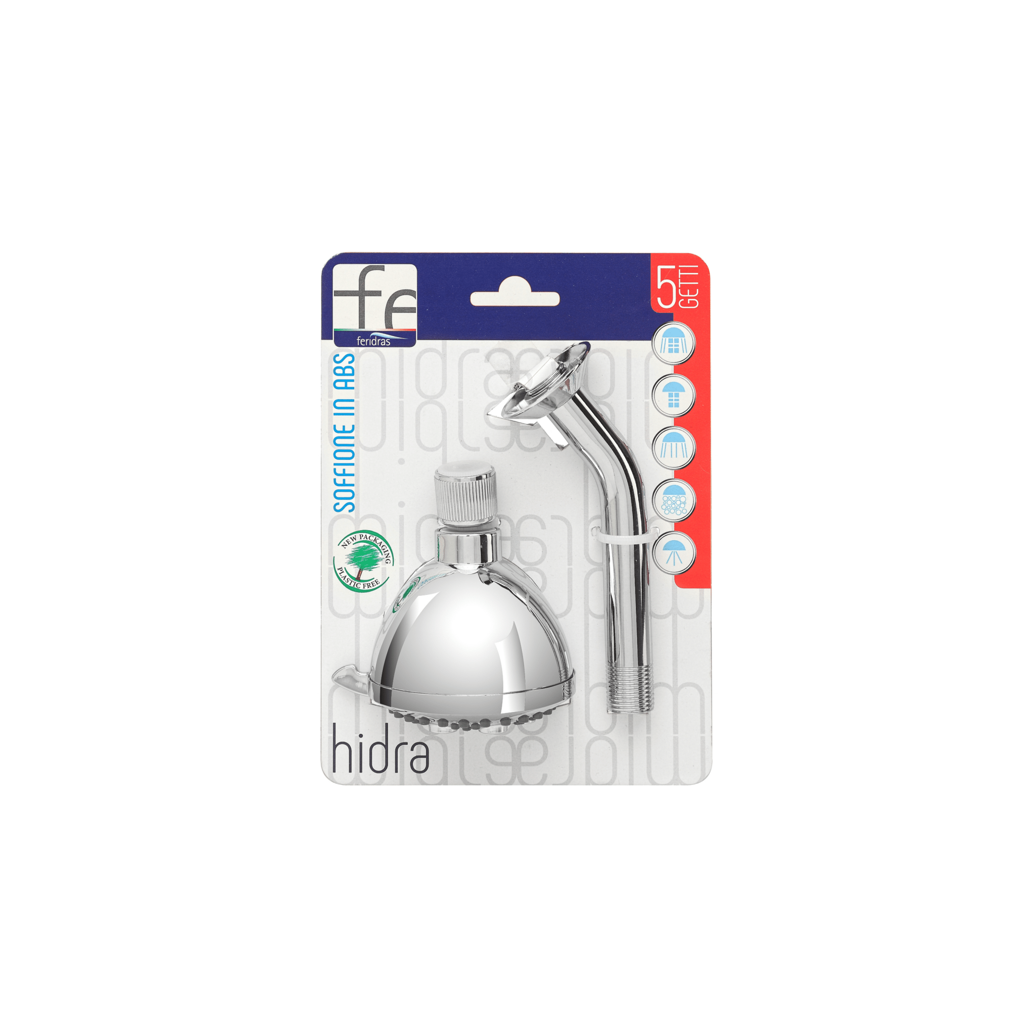 Soffione Doccia Tondo 9 Cm e Braccio 14,5 Cm Feridras "Hidra" Cromo Lucido - Dabicasa