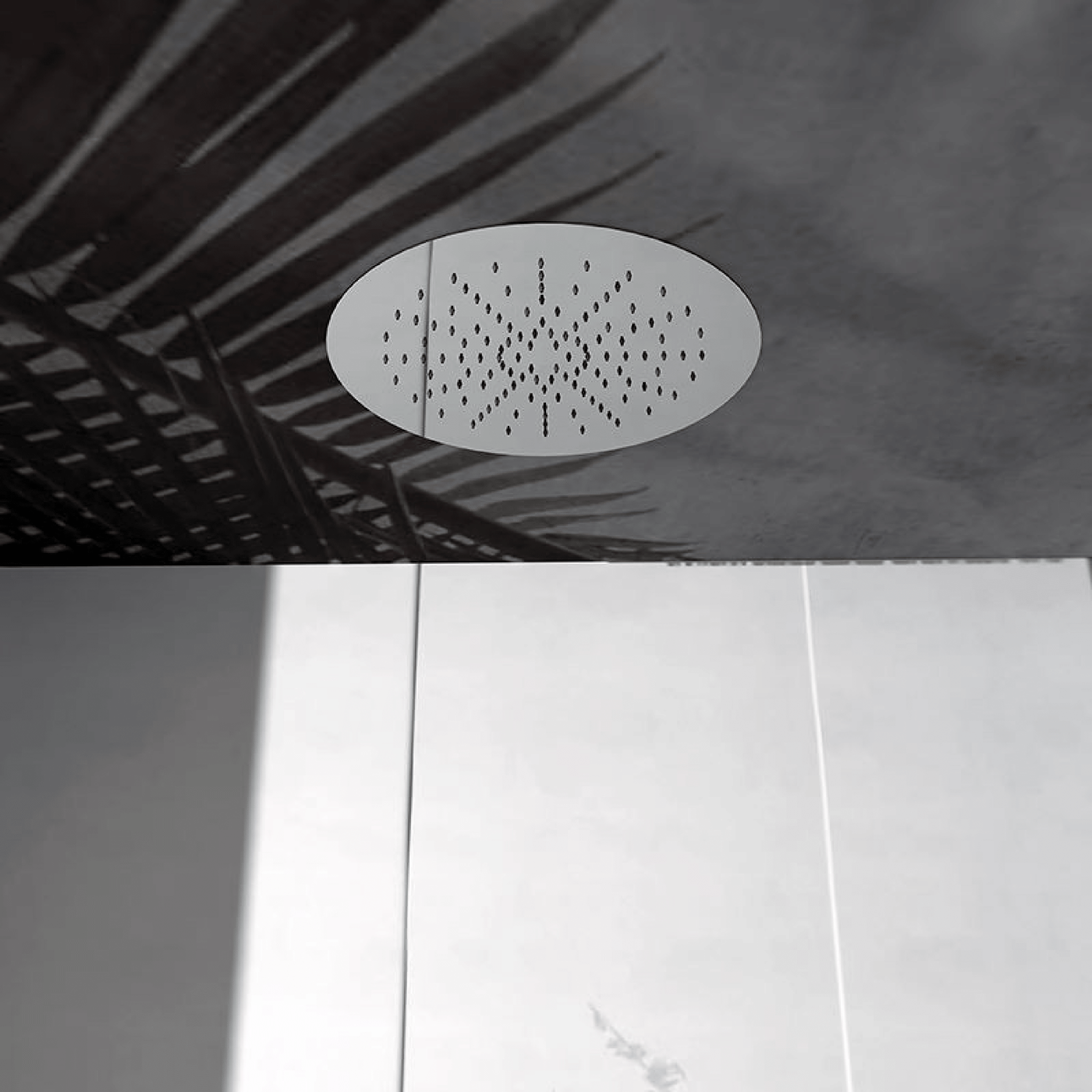 Soffione Doccia Tondo a Soffitto Ispezionabile Effetto Pioggia 34 Cm Ercos Cromo Lucido - Dabicasa