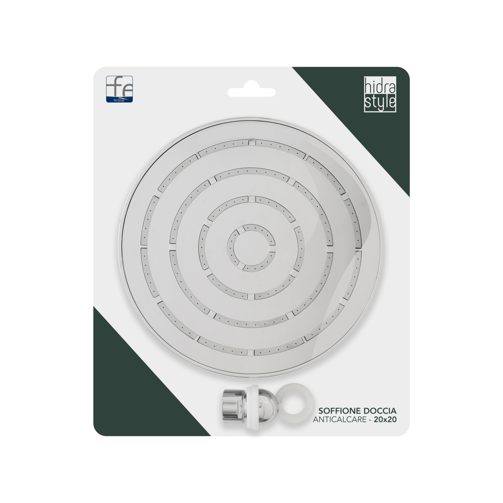Soffione Doccia Tondo Anticalcare Diam.20 Feridras "Hidra Style" Cromo Lucido - Dabicasa