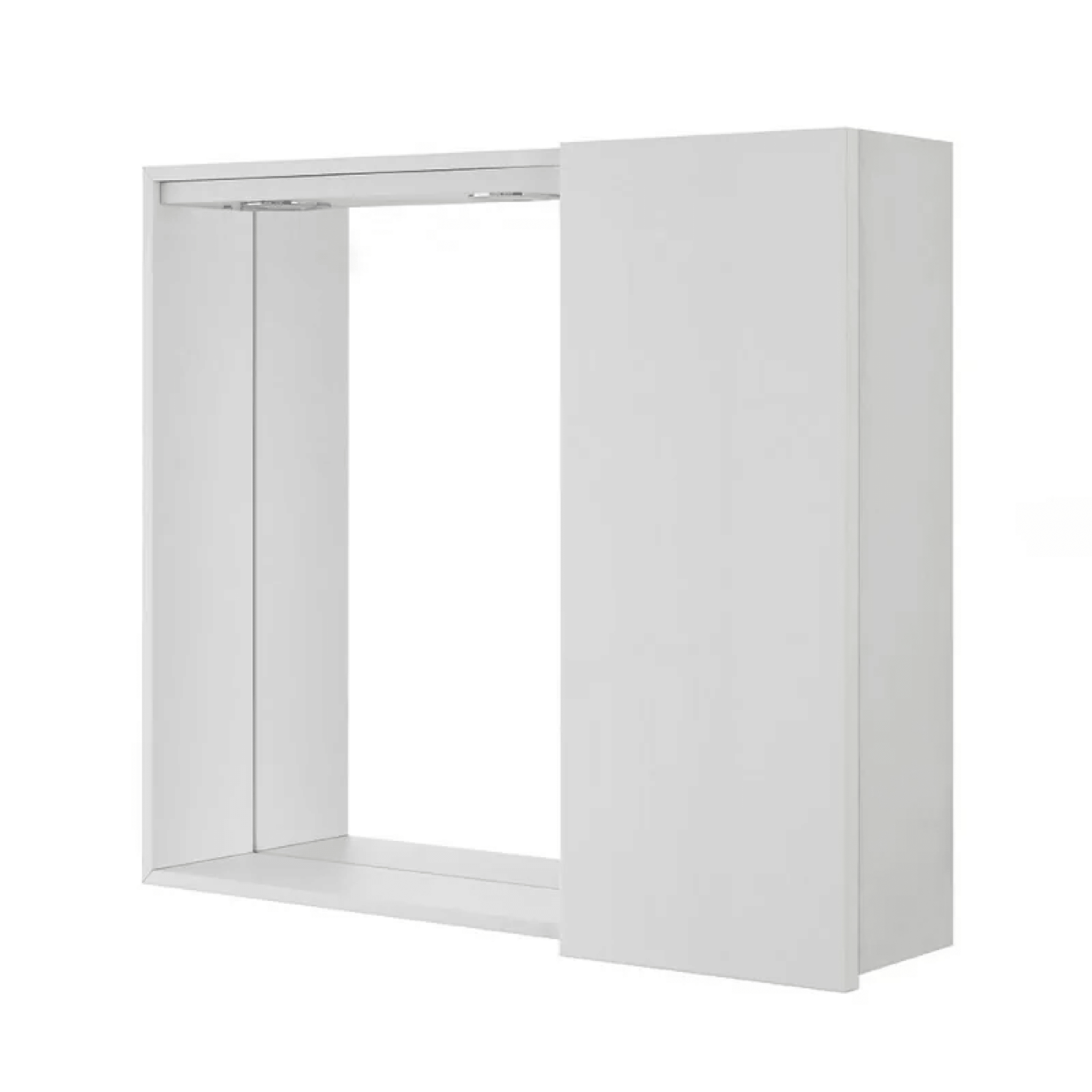 Specchio Contenitore 68x61 Cm Un'Anta Con Illuminazione Led Feridras "Mondo 2.0" Bianco/Bianco Laccato - Dabicasa