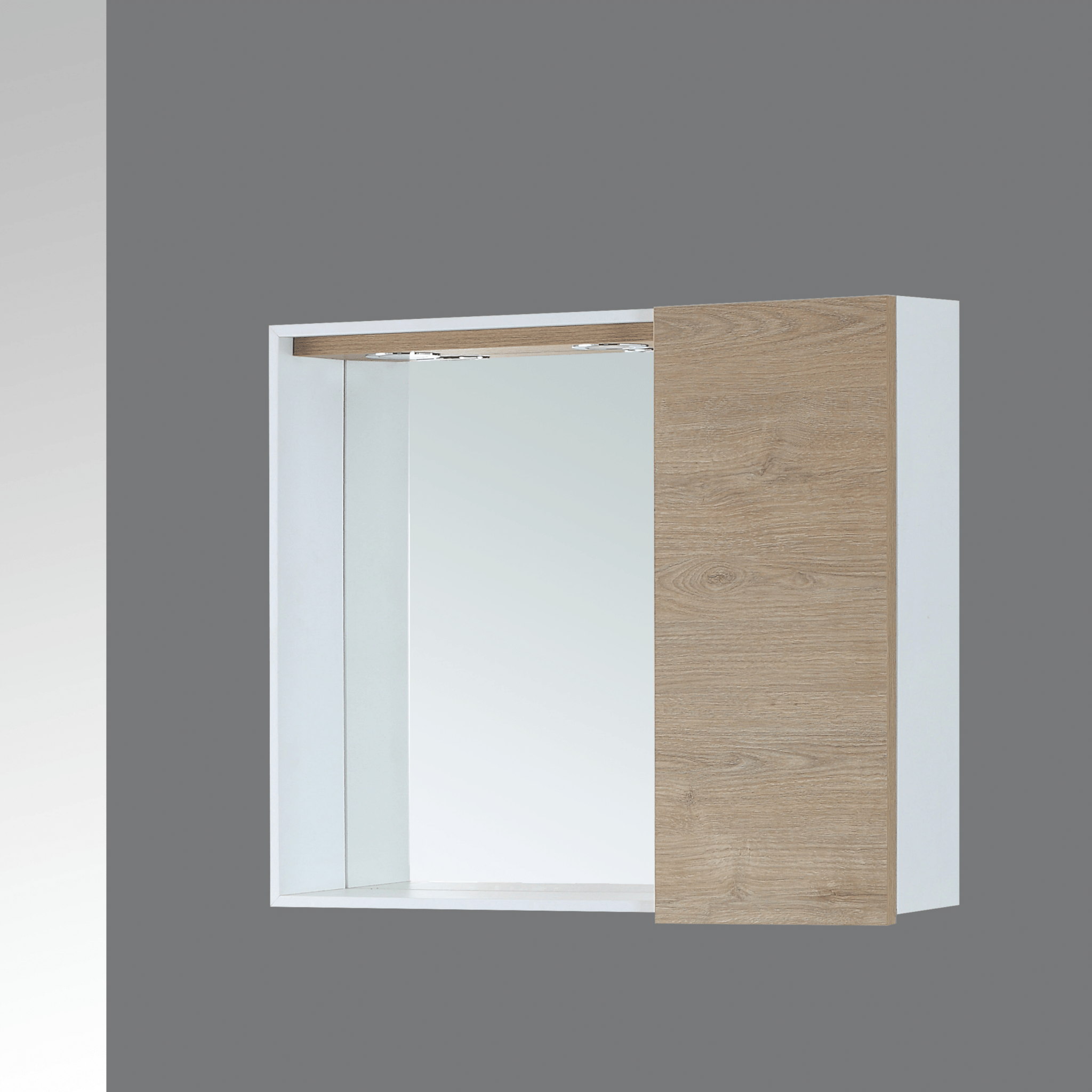 Specchio Contenitore 70x60 Cm Un'Anta Con Illuminazione Led Feridras "Stella" Rovere Dolomite - Dabicasa