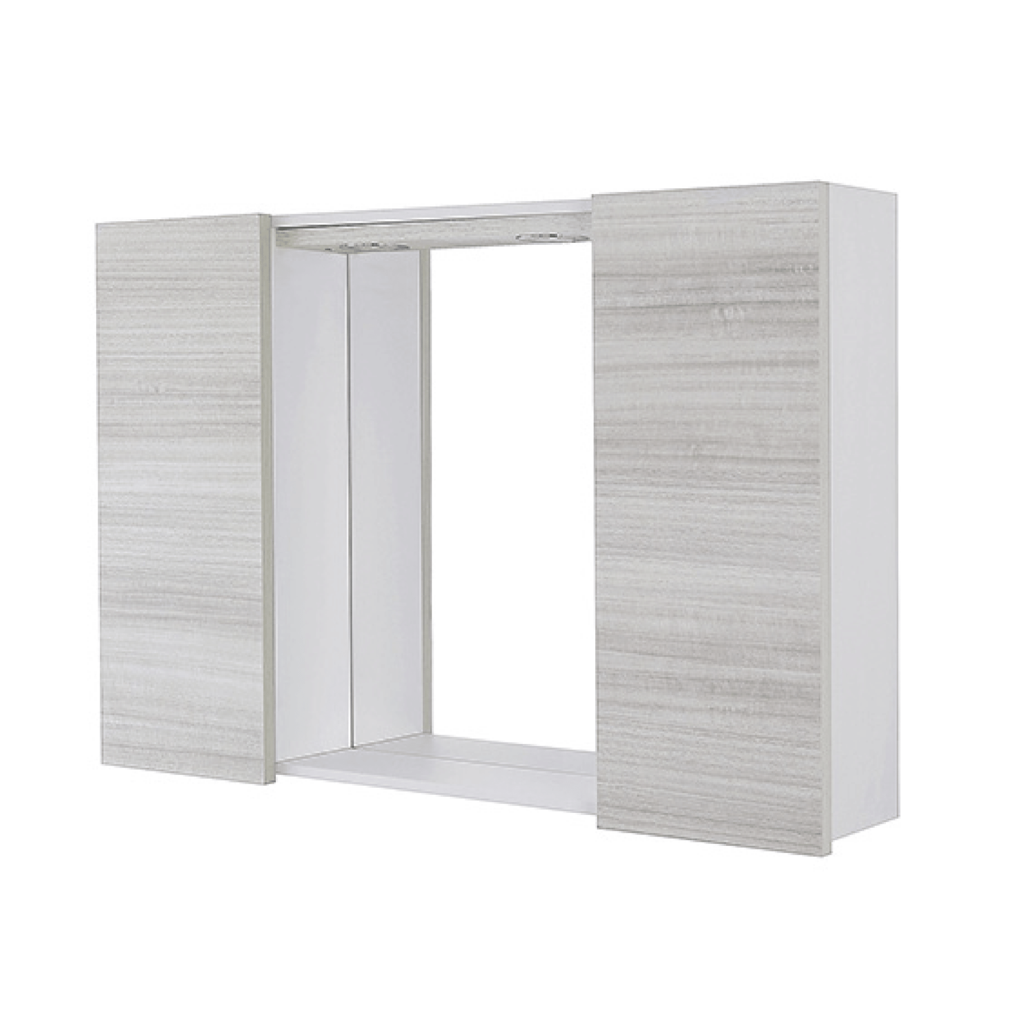 Specchio Contenitore 90x60 Due Ante Con Illuminazione Led Feridras "Stella" Bianco/Grigio - Dabicasa