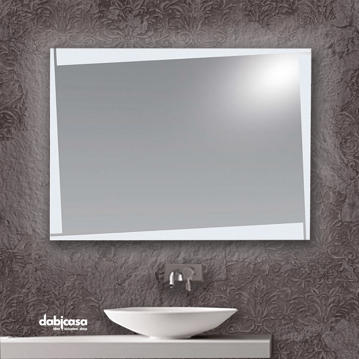 Specchio Linea "Polaris" Retroilluminato LED 80x60 cm Istallazione Reversibile - Dabicasa