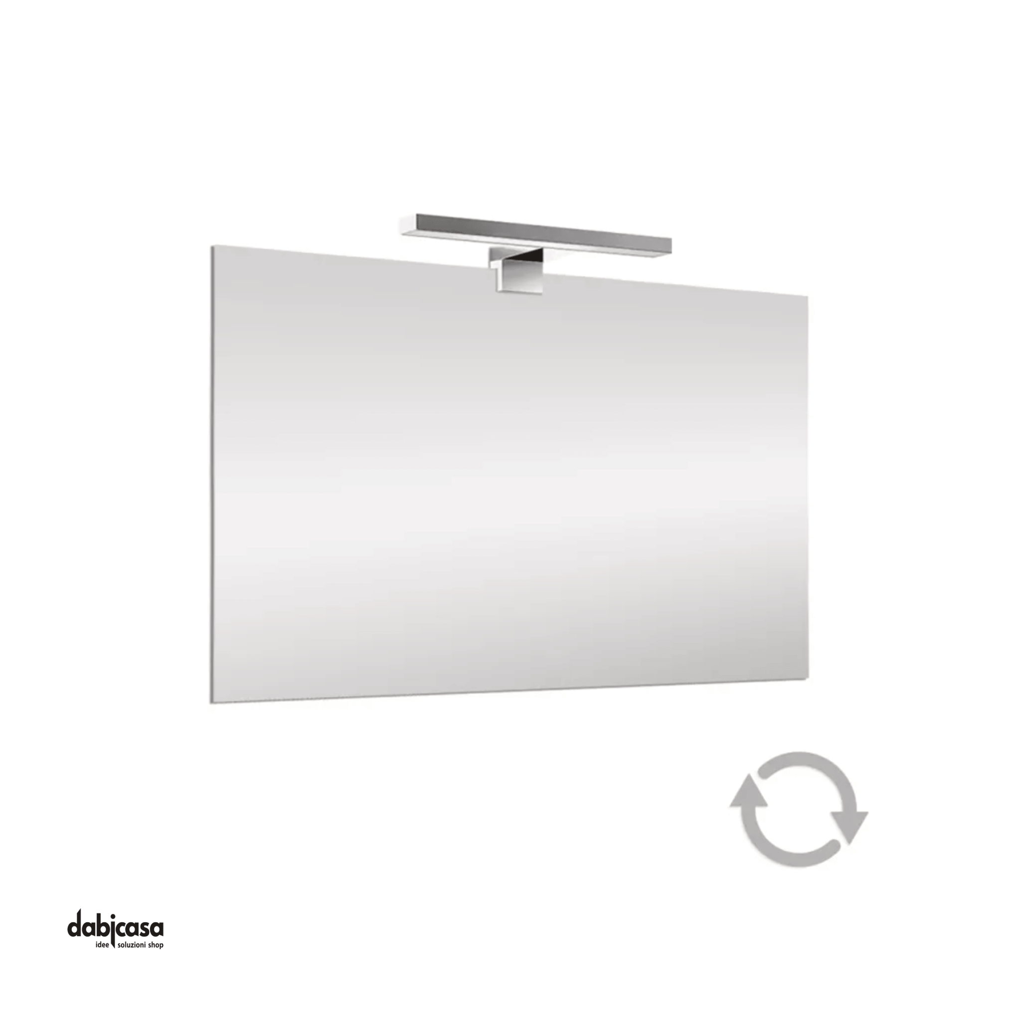 Specchio Rettangolare "Luce" Da 70x90 Filo Lucido Installazione Reversibile Con Lampada Led - Dabicasa