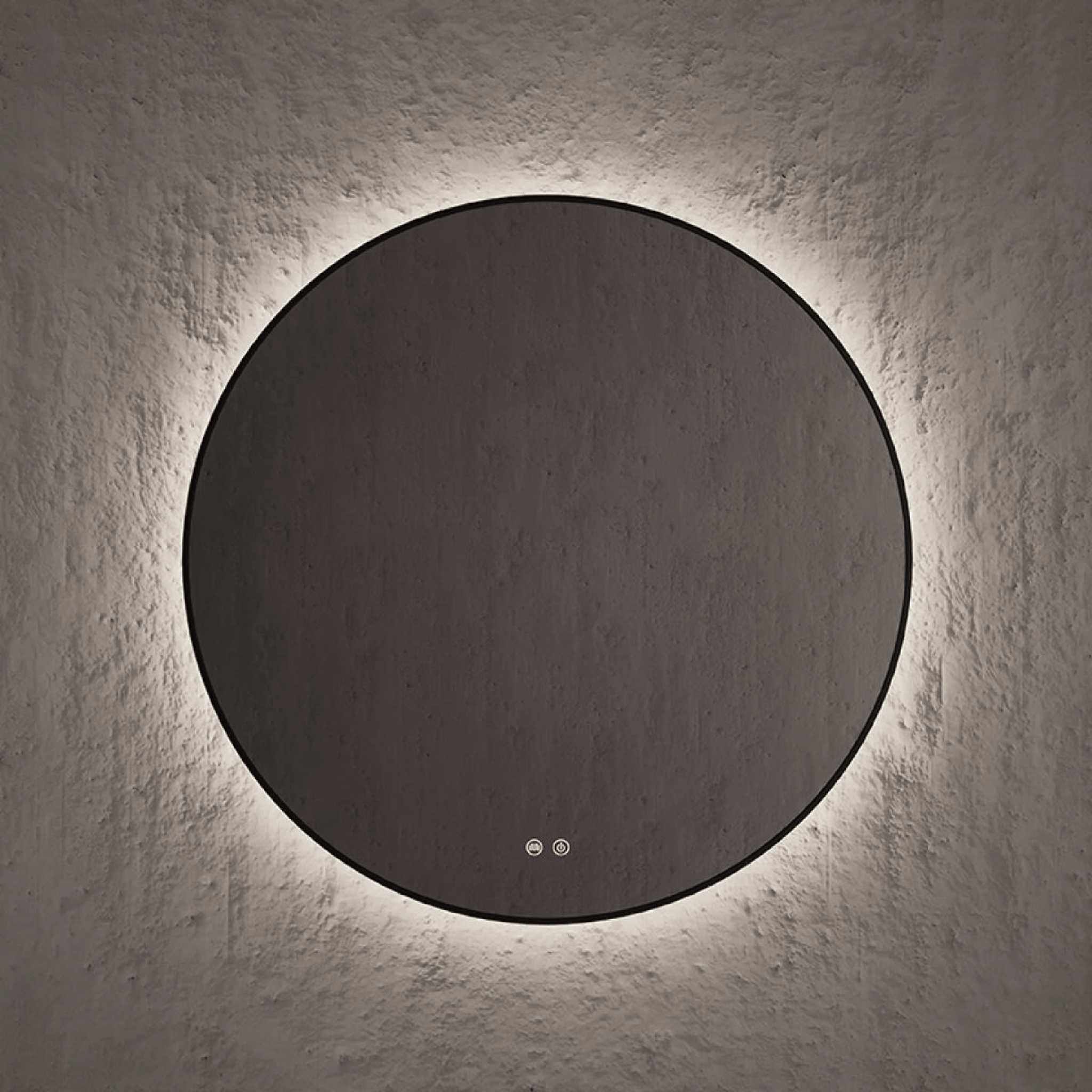 Specchio Tondo Diametro 80 Cm Retroilluminato Nofer "Spot" Nero Opaco - Dabicasa
