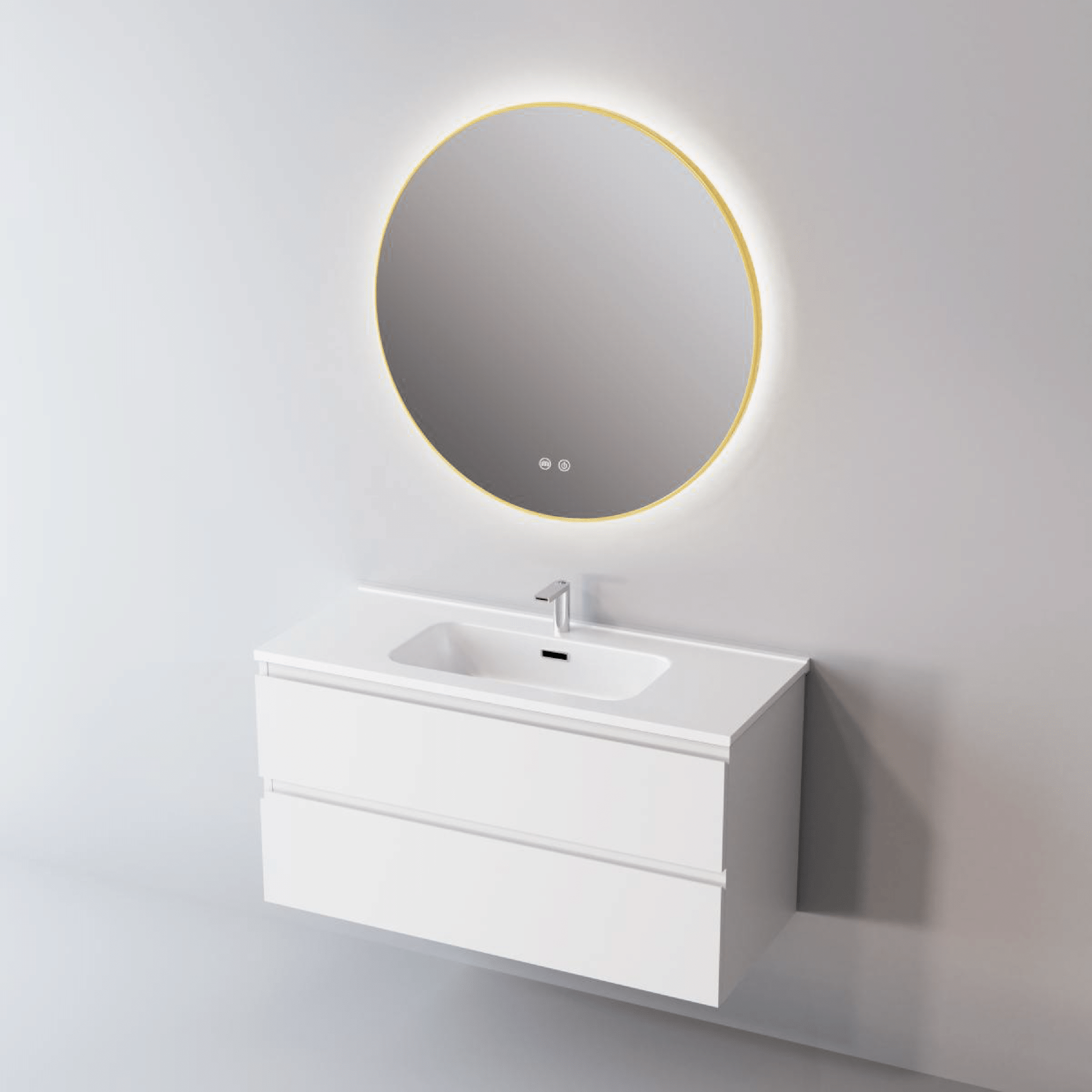 Specchio Tondo Diametro 80 Retroilluminato Nofer "Spot" Oro - Dabicasa