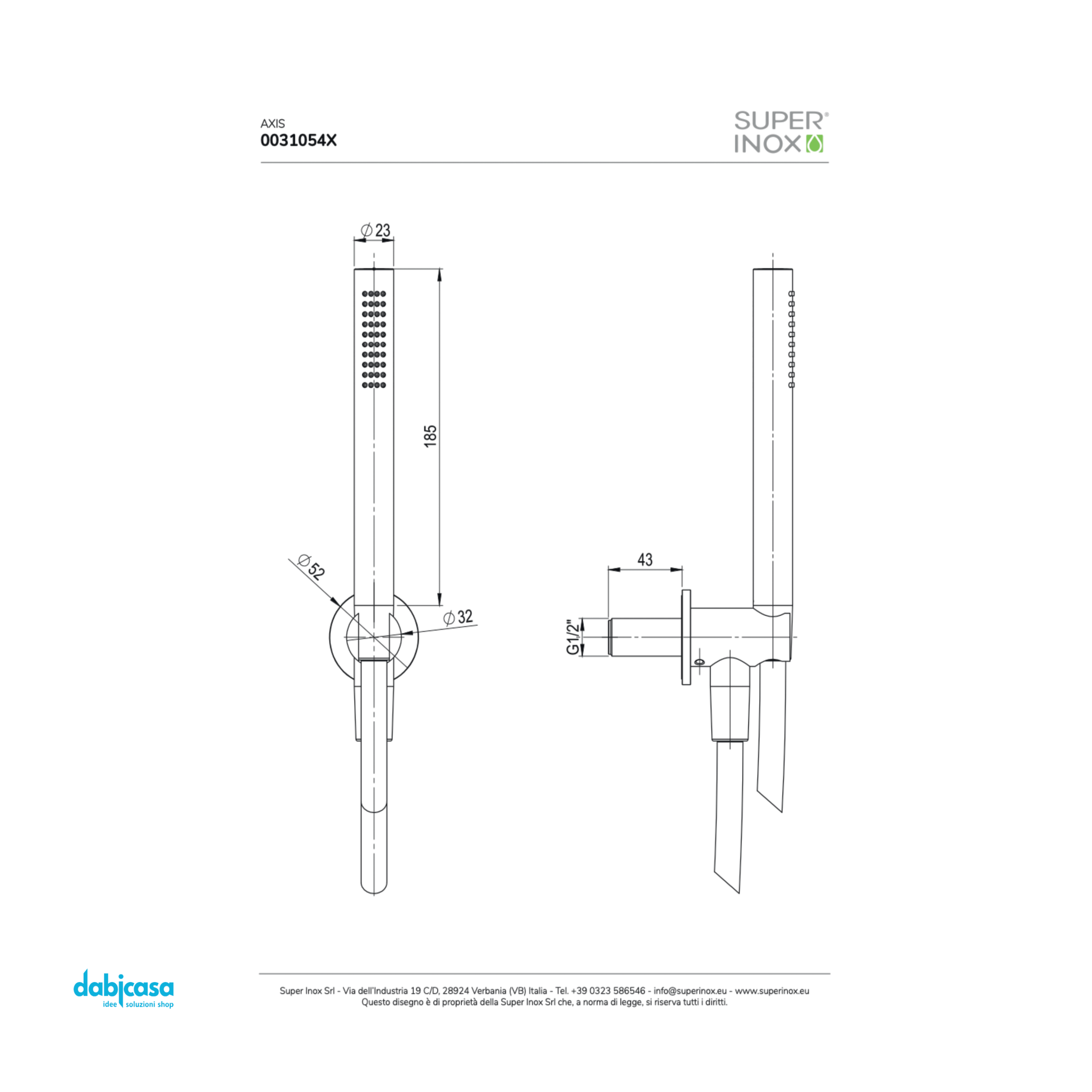 SuperInox "Axis" Kit/Doccetta Inox 316L Finitura Spazzolato - Dabicasa