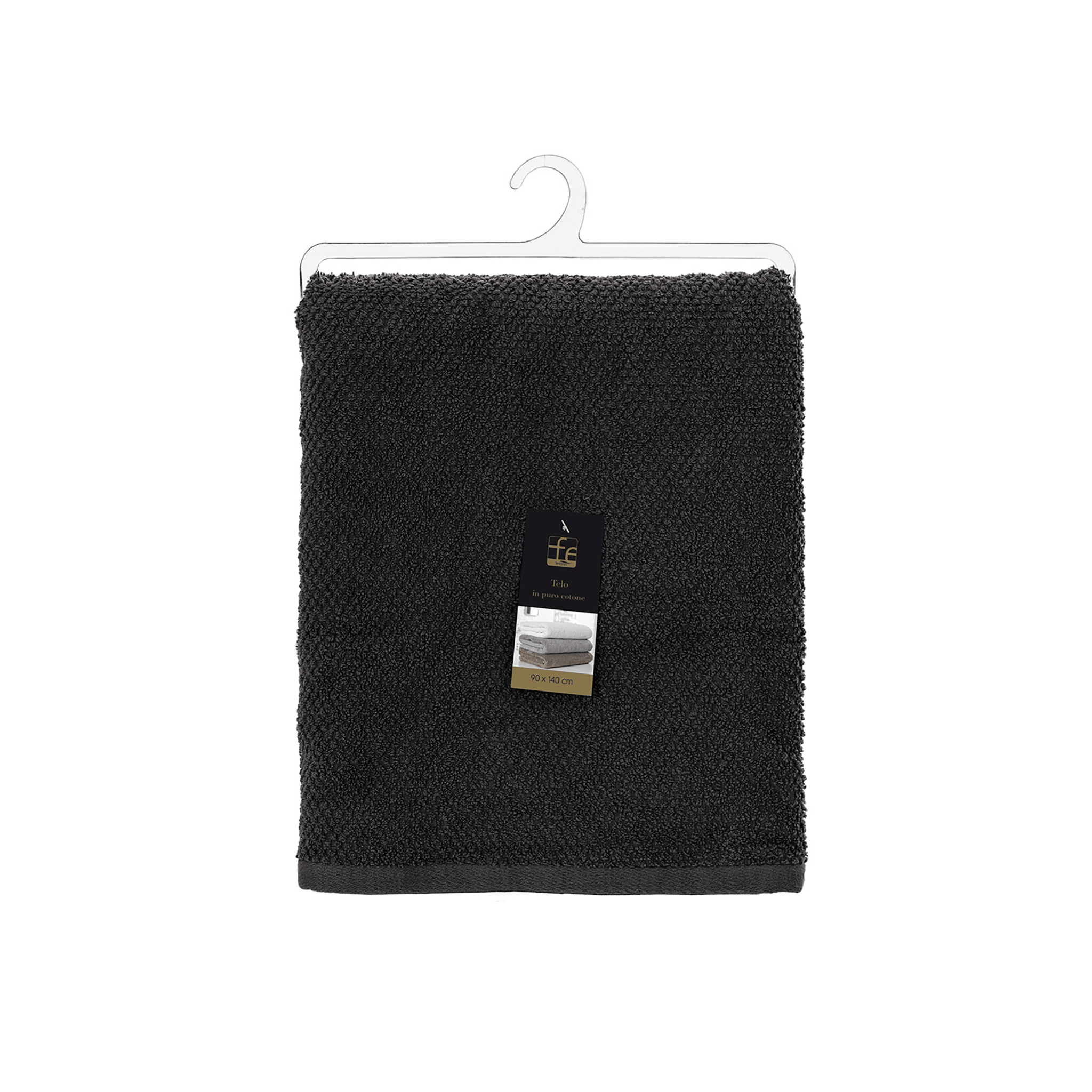 Telo Doccia 90x140 Cm Feridras "Gold" Nero - Dabicasa
