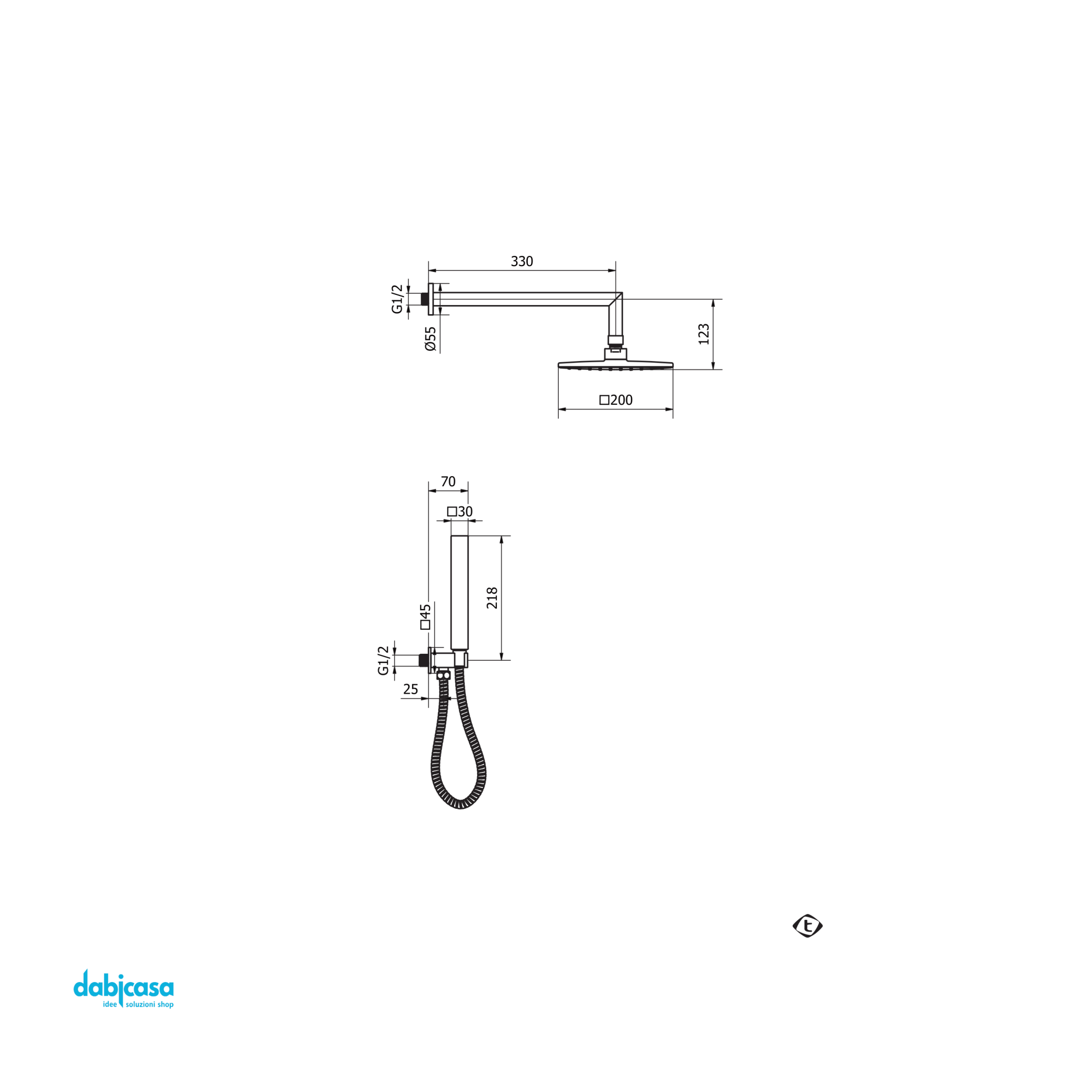 Teorema Rubinetteria "Shower Programm" Set Doccia Completo In Ottone/Abs Finitura Cromo Lucido - Dabicasa