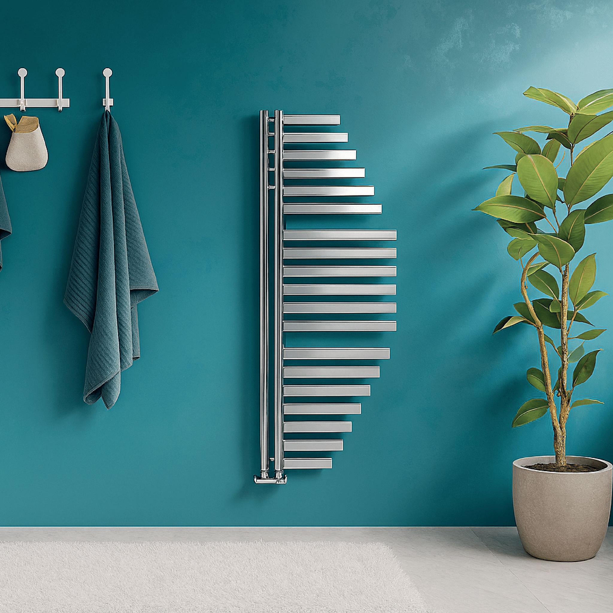 Termoarredo Scaldasalviette Dritto 146x54,7 Interasse 50 cm Lazzarini "Spinnaker" Cromo Lucido - Dabicasa