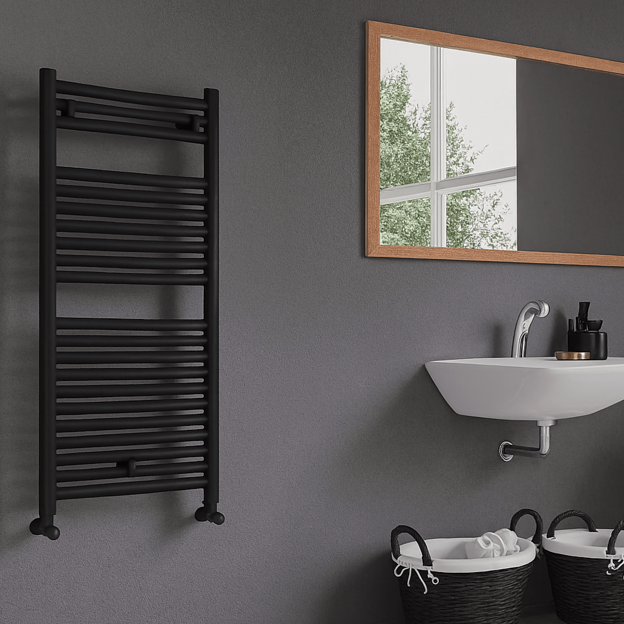 Termoarredo Scaldasalviette Dritto 151,2x50 Interasse 45 Cm Lazzarini "Roma" Nero Opaco - Dabicasa
