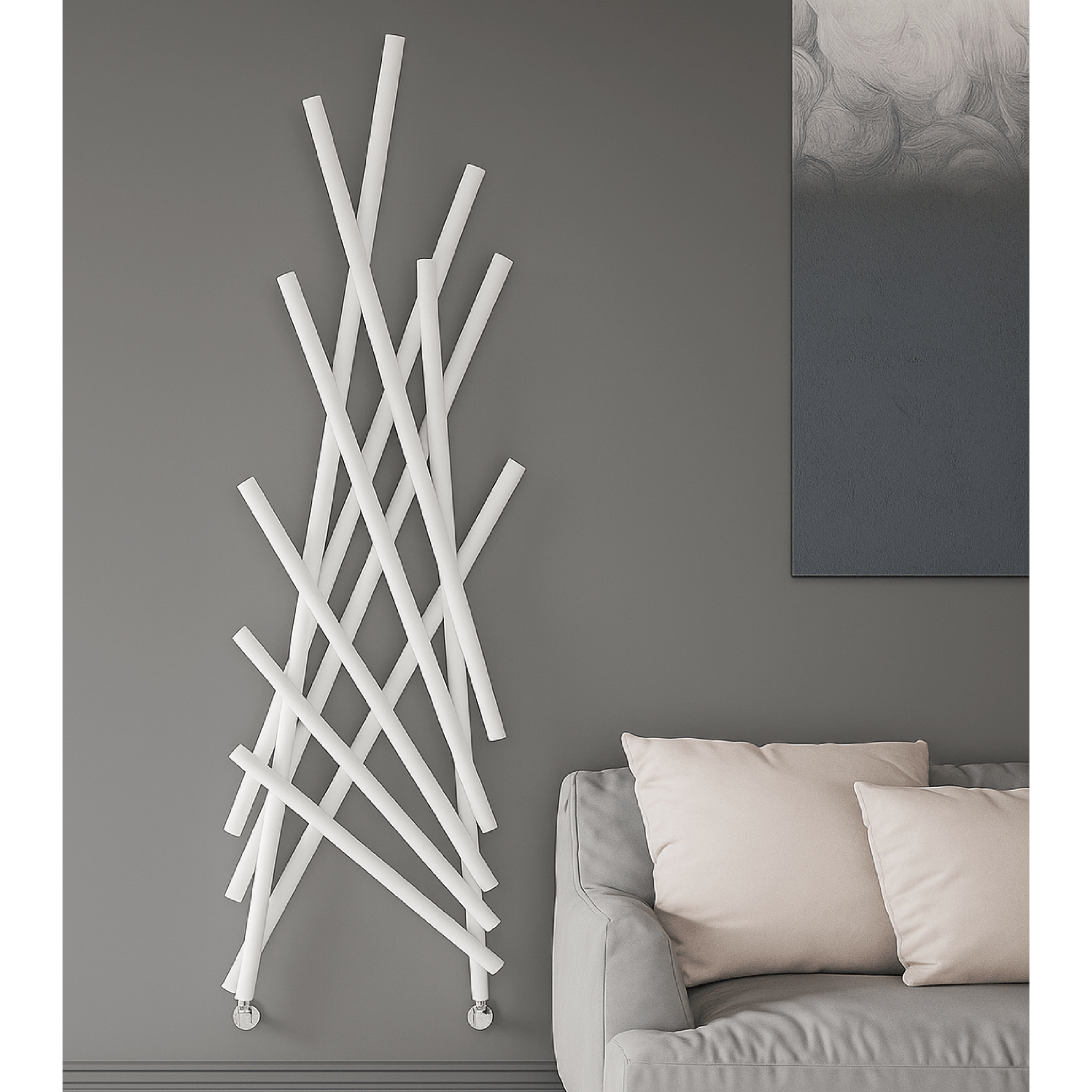 Termoarredo Scaldasalviette Dritto 173,4x56,8 Interasse 45 cm Lazzarini "Shanghai" Bianco Sabbiato - Dabicasa