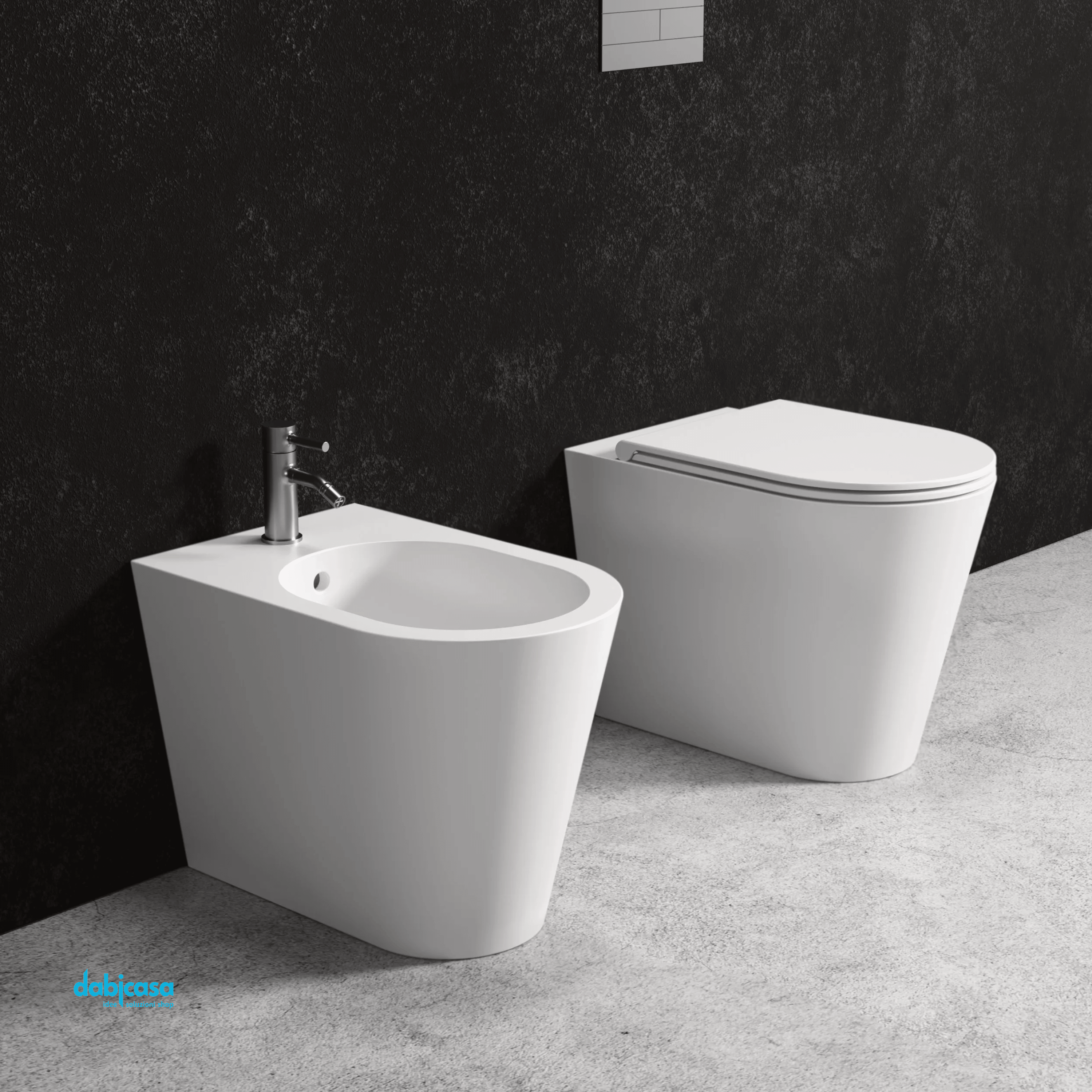 Alice Ceramica "Hide Round" Coppia Di Sanitari Filoparete Bianco Lucido