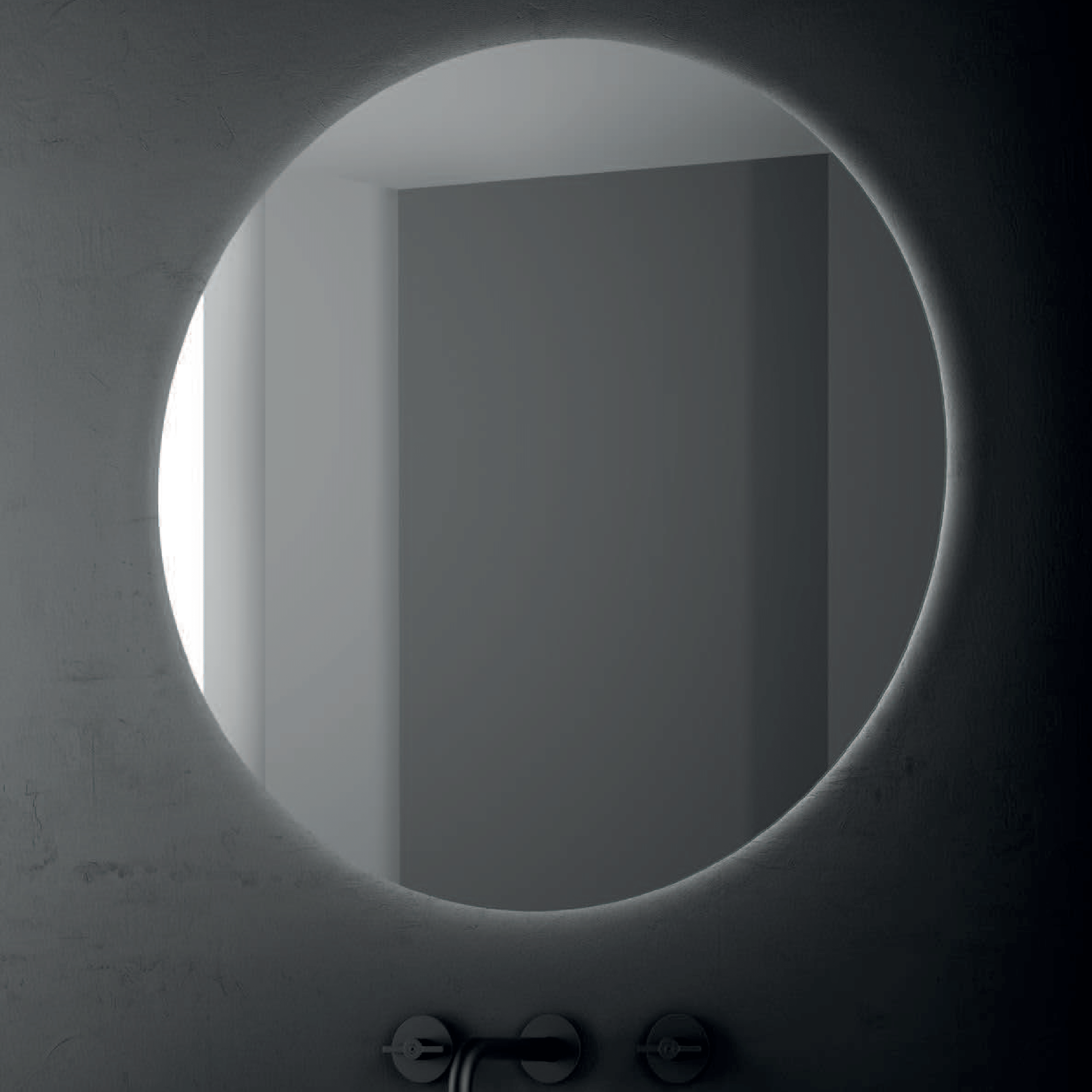 Specchio Tondo Retroilluminato Diametro 100 "Ecolux"