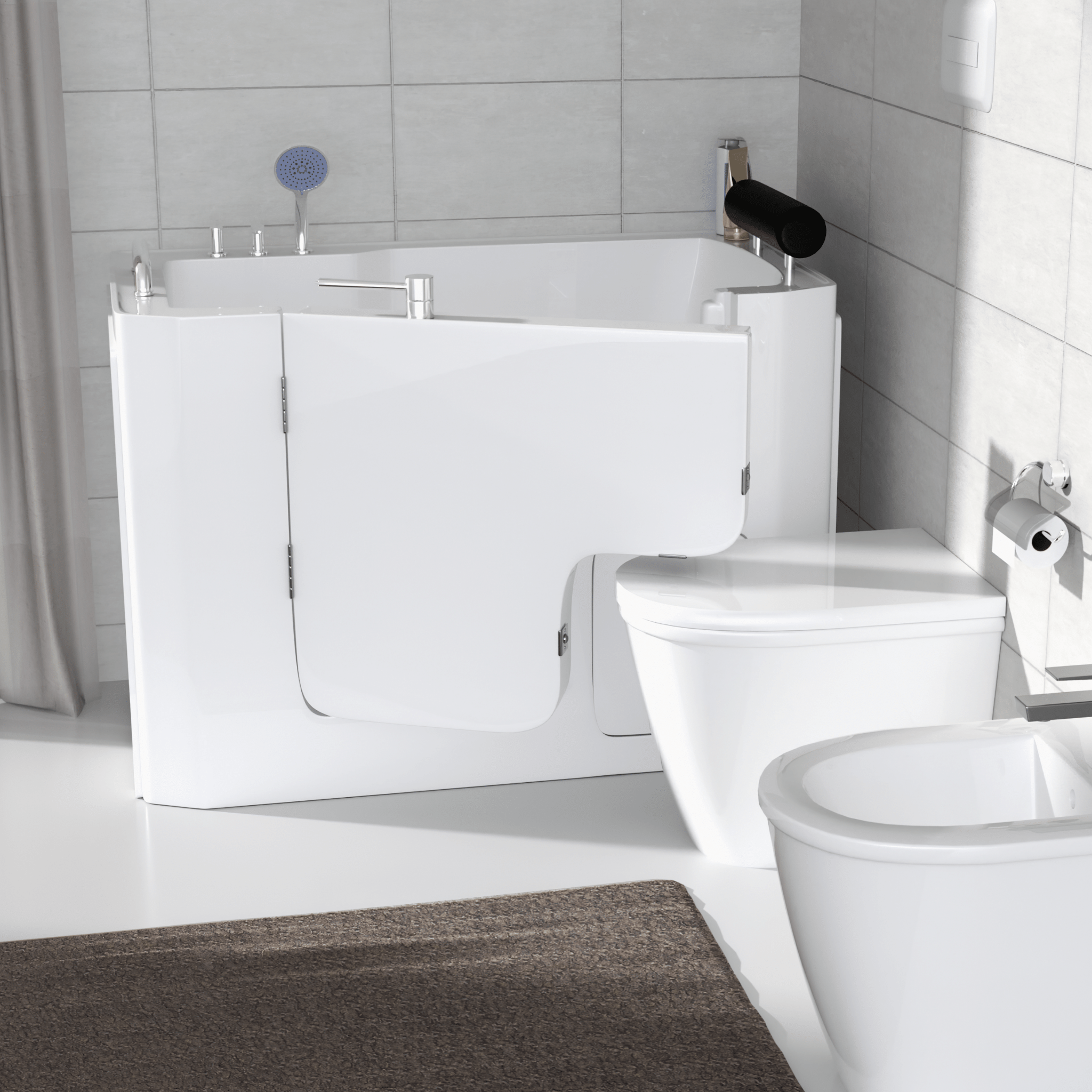 Vasca Da Bagno Per Anziani 133x90 Con Apertura Esterna a SX Feridras "Velar" Bianco - Dabicasa