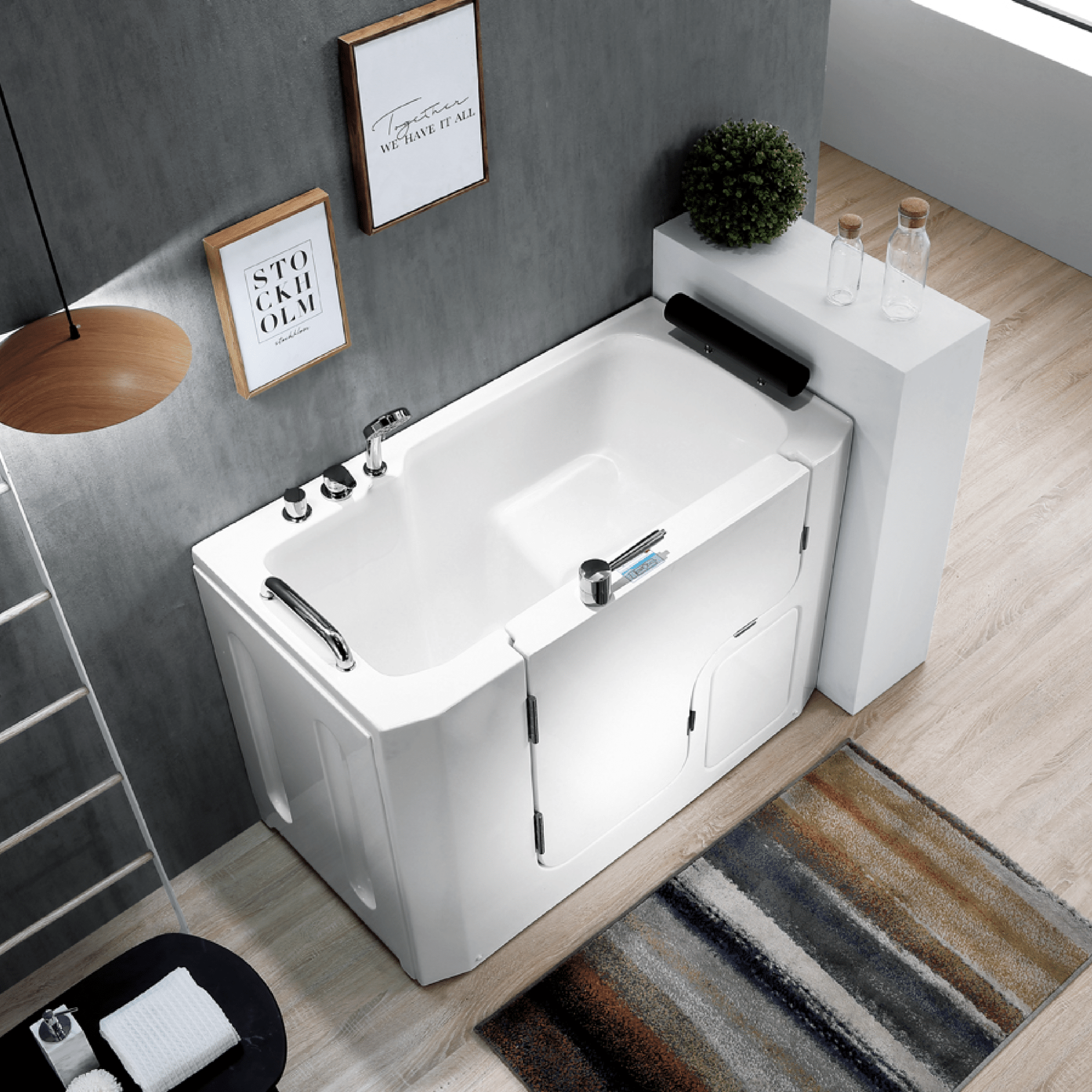 Vasca Da Bagno Per Anziani 133x90 Con Apertura Esterna a SX Feridras "Velar" Bianco - Dabicasa
