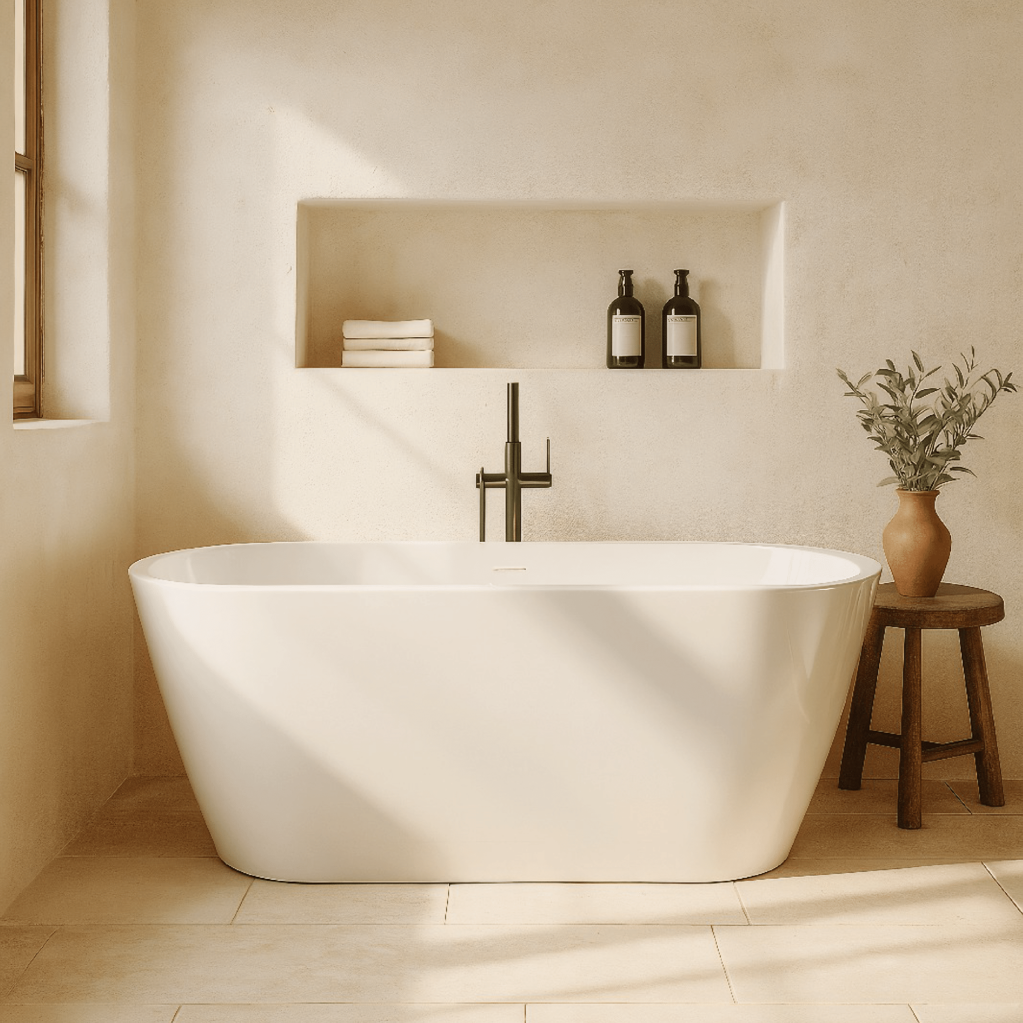 Vasca Freestanding 170x80 Cm Con Scarico Centrale Relax Design "Essenza" Bianco Lucido - Dabicasa