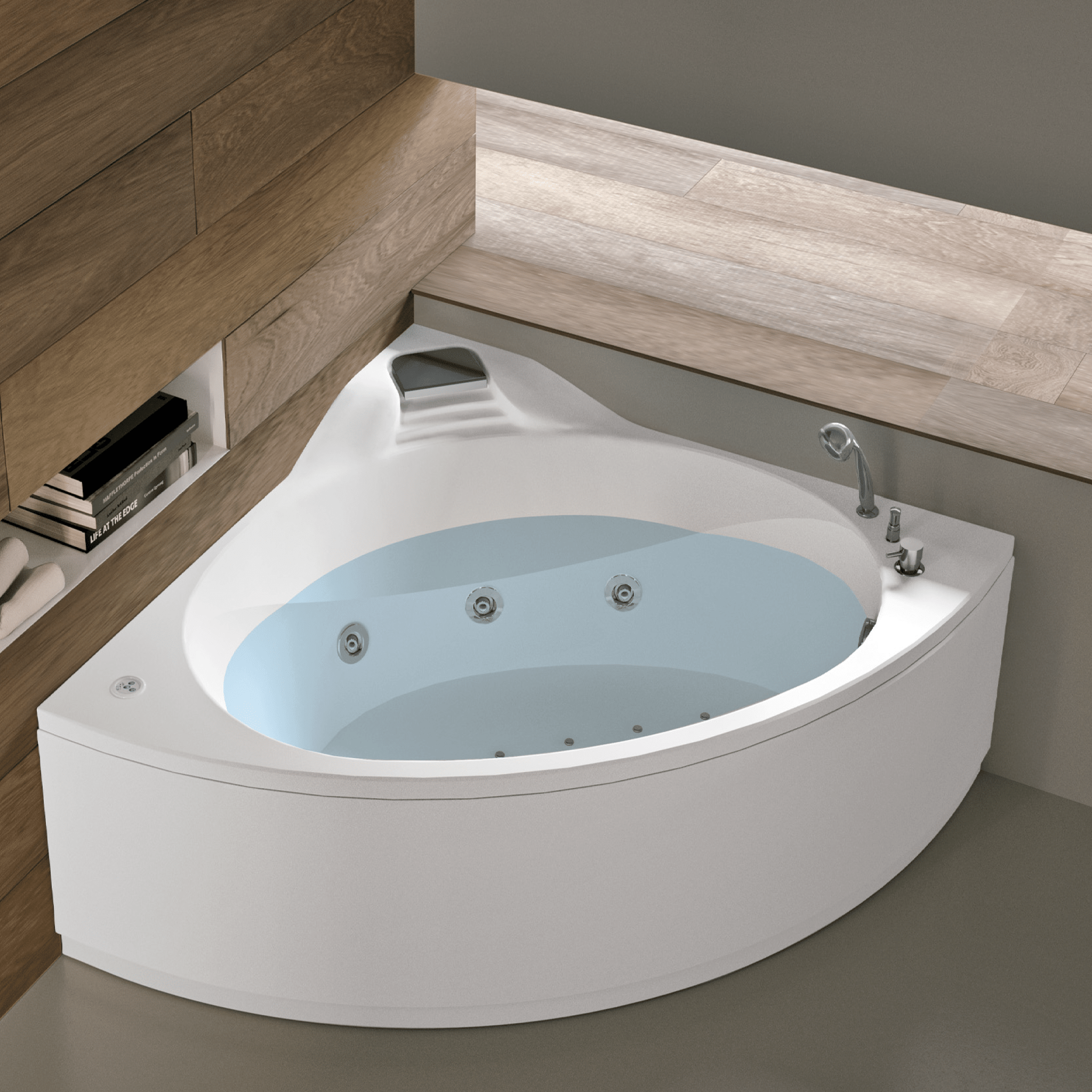 Vasca Idromassaggio Angolare 140x140 Gruppo Geromin "Nova Plus" Bianco - Dabicasa