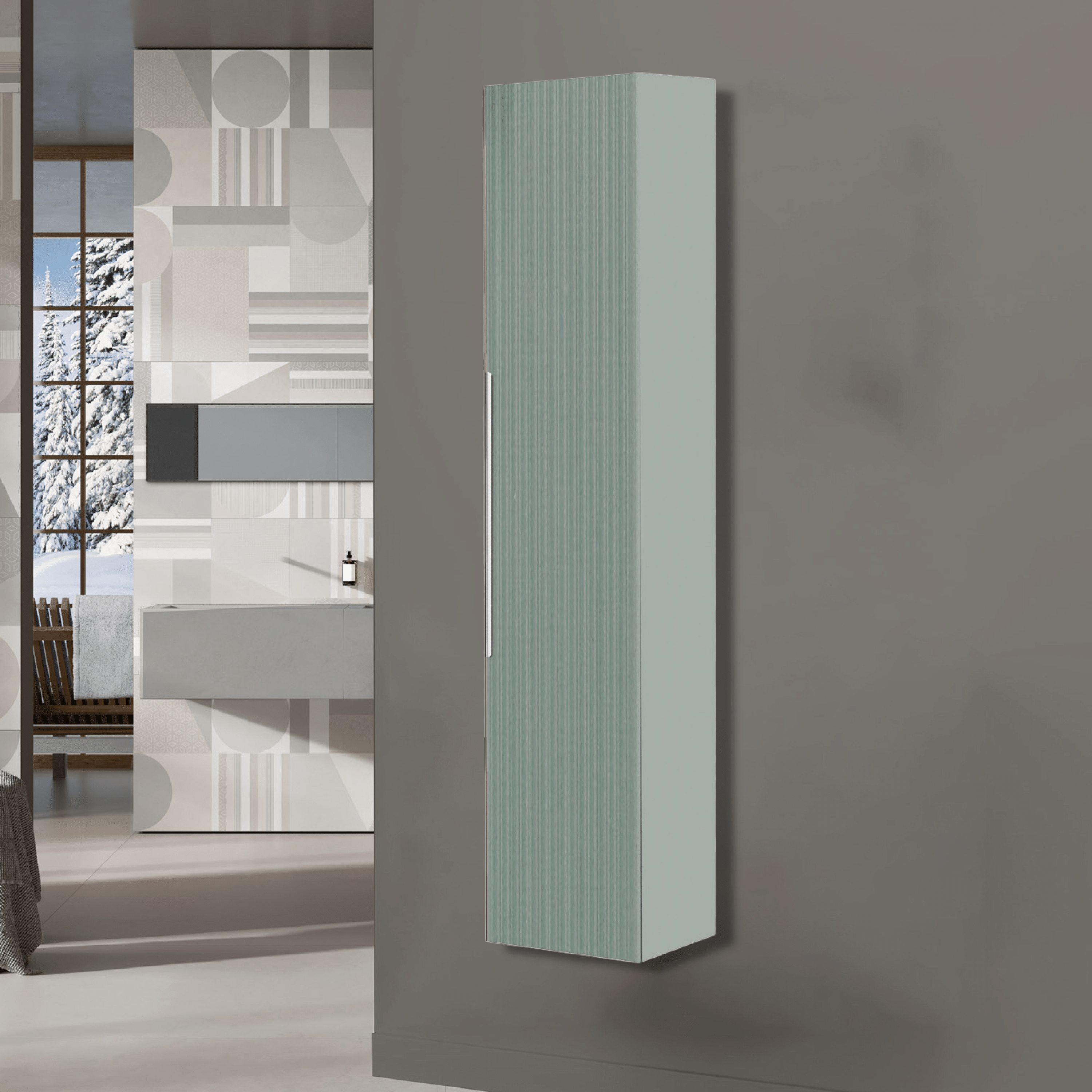 Pensile Portaoggetti Cannettato 150 Cm Un'Anta Feridras "Burano" Verde