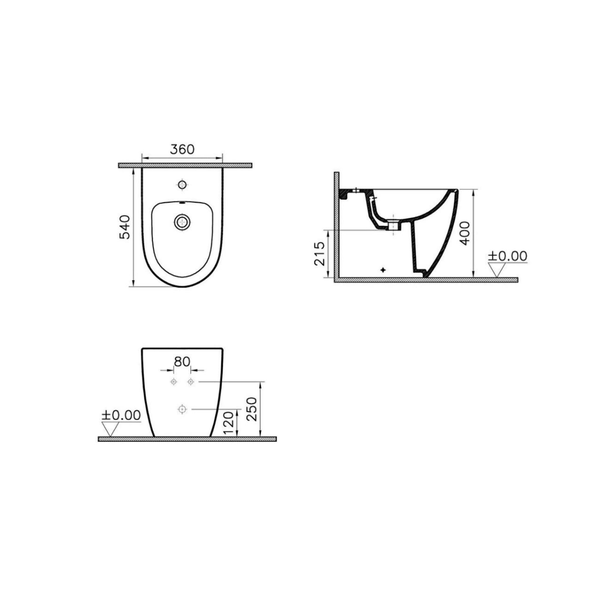 Vitra "Sento" Bidet Da Terra Filo Parete Bianco Opaco - Dabicasa