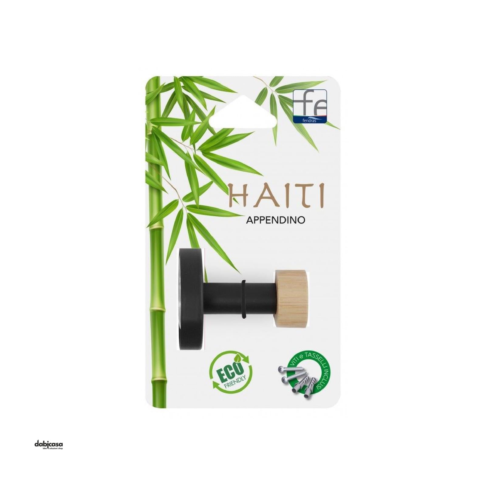 Appendiabiti "Haiti" In Acciaio Nero e Bambù C/Tasselli Inclusi