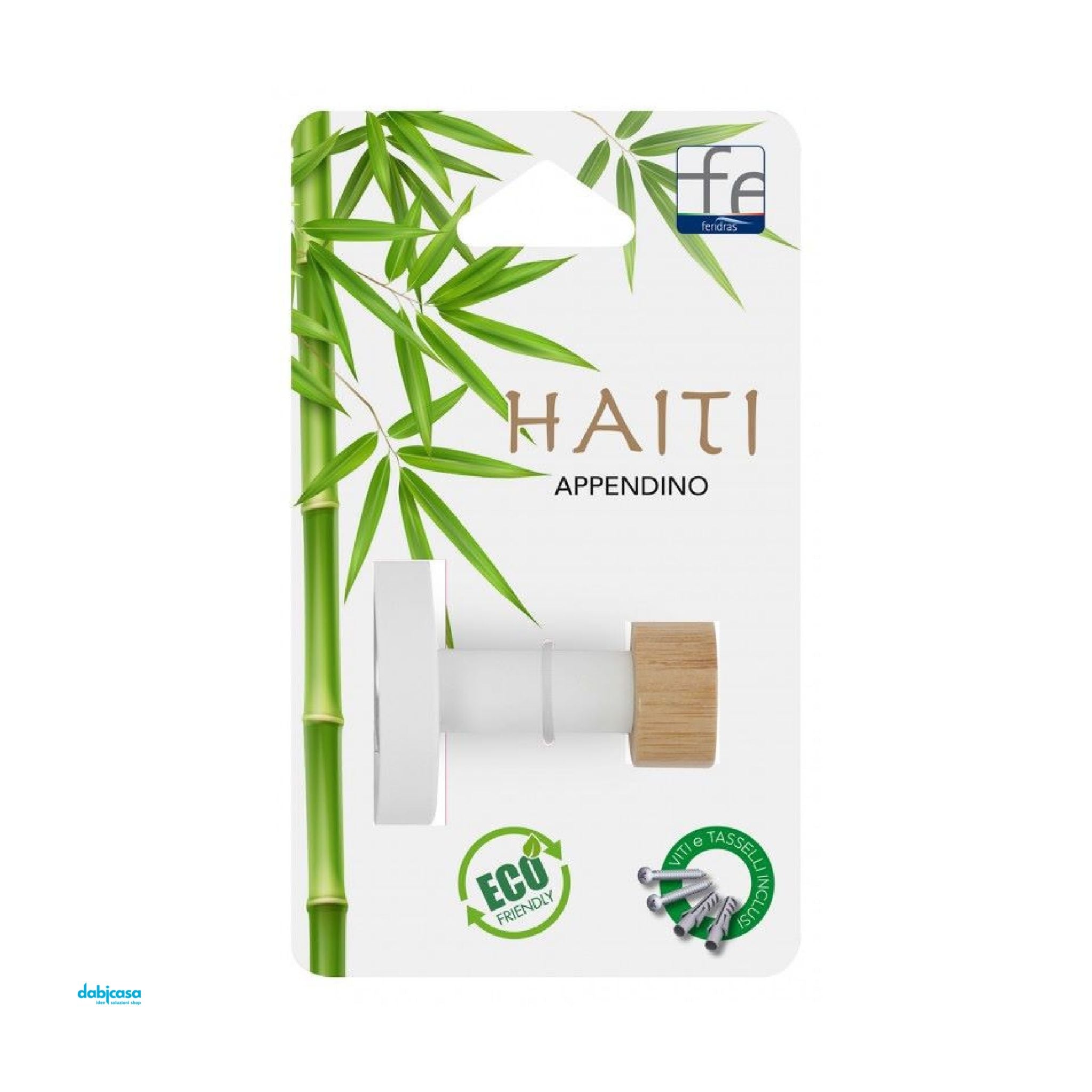 Appendiabiti "Haiti" In Acciaio Bianco e Bambù C/Tasselli Inclusi