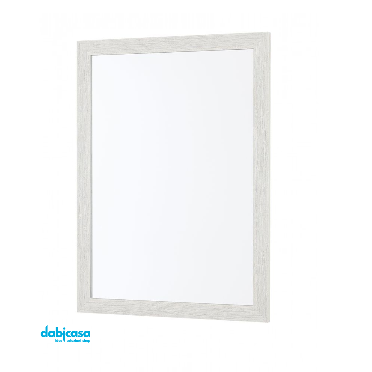 Specchio "Linea Wood" Con Cornice Colore Bianco Effetto Legno 50x60cm freeshipping - Dabicasa
