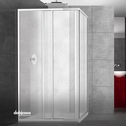 Box doccia "SMERALDA" angolare 70x70 in alluminio e pannello in acrilico con profili bianchi freeshipping - Dabicasa