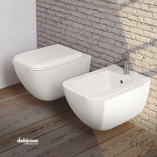 Cielo Mini-Smile Coppia Di Sanitari Da Terra Filoparete Bianco Lucid –  Dabicasa