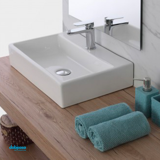 Lavabo D'Appoggio In Ceramica Bianco Lucido Da 60 cm — Dabicasa