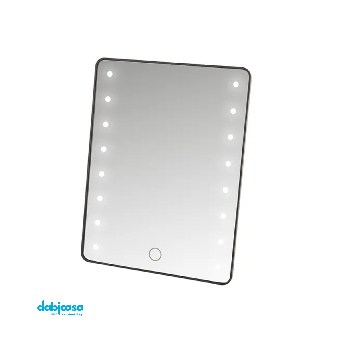 Specchio con Luce Led in Polistirolo Colore Nero 17 X 2,50 X 22 CM freeshipping - Dabicasa