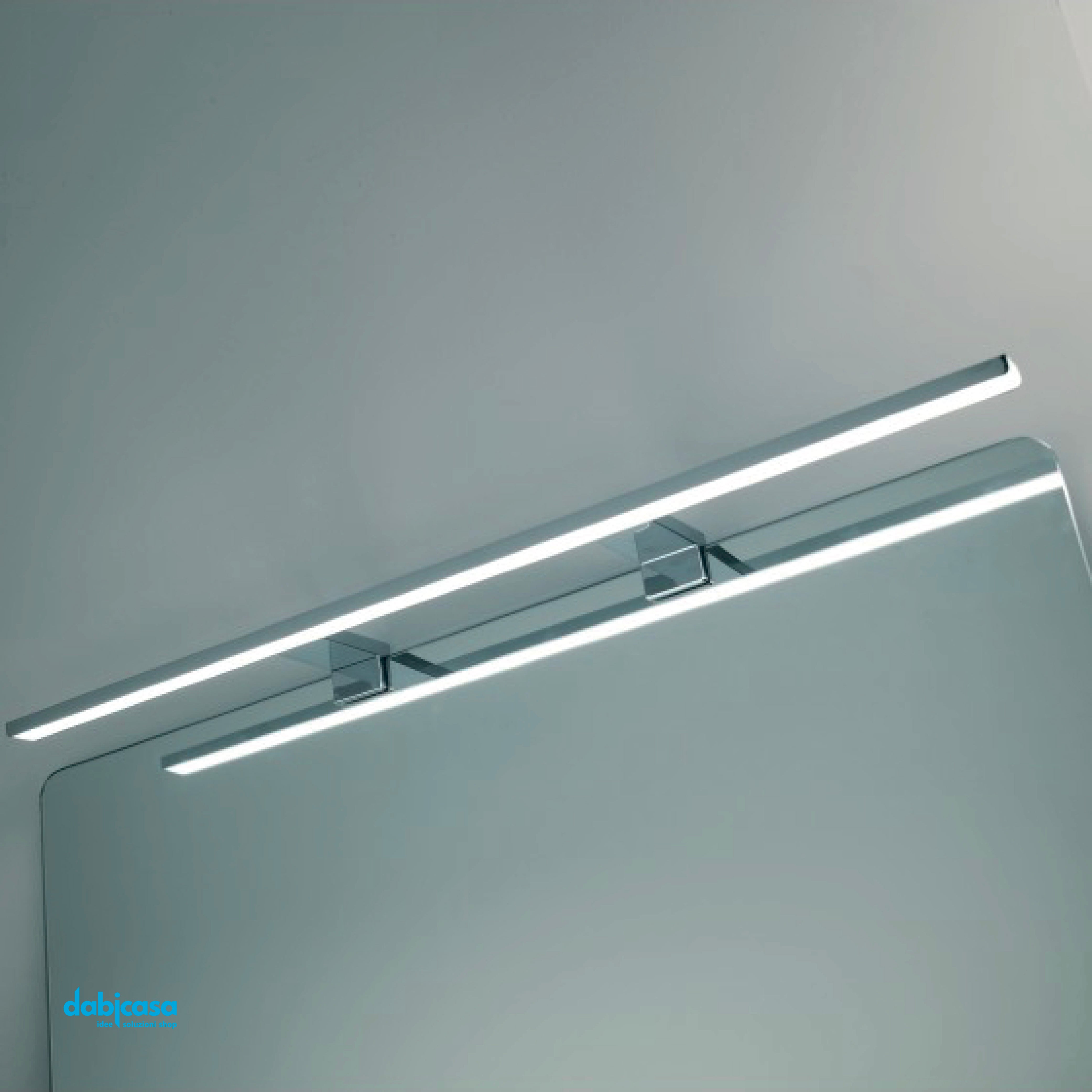 Lampada A Led Universale Da 74 cm In Alluminio Cromo , Per Specchio A Filo , Bisellato E Su Pannello.