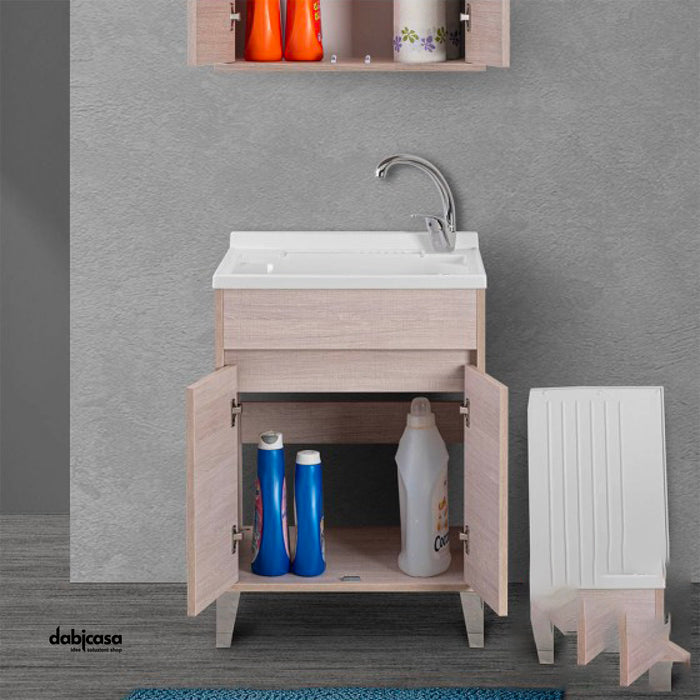 Lavatoio "Mondo 2.0" Con Due Ante Colore Rovere Chiaro 60x50cm