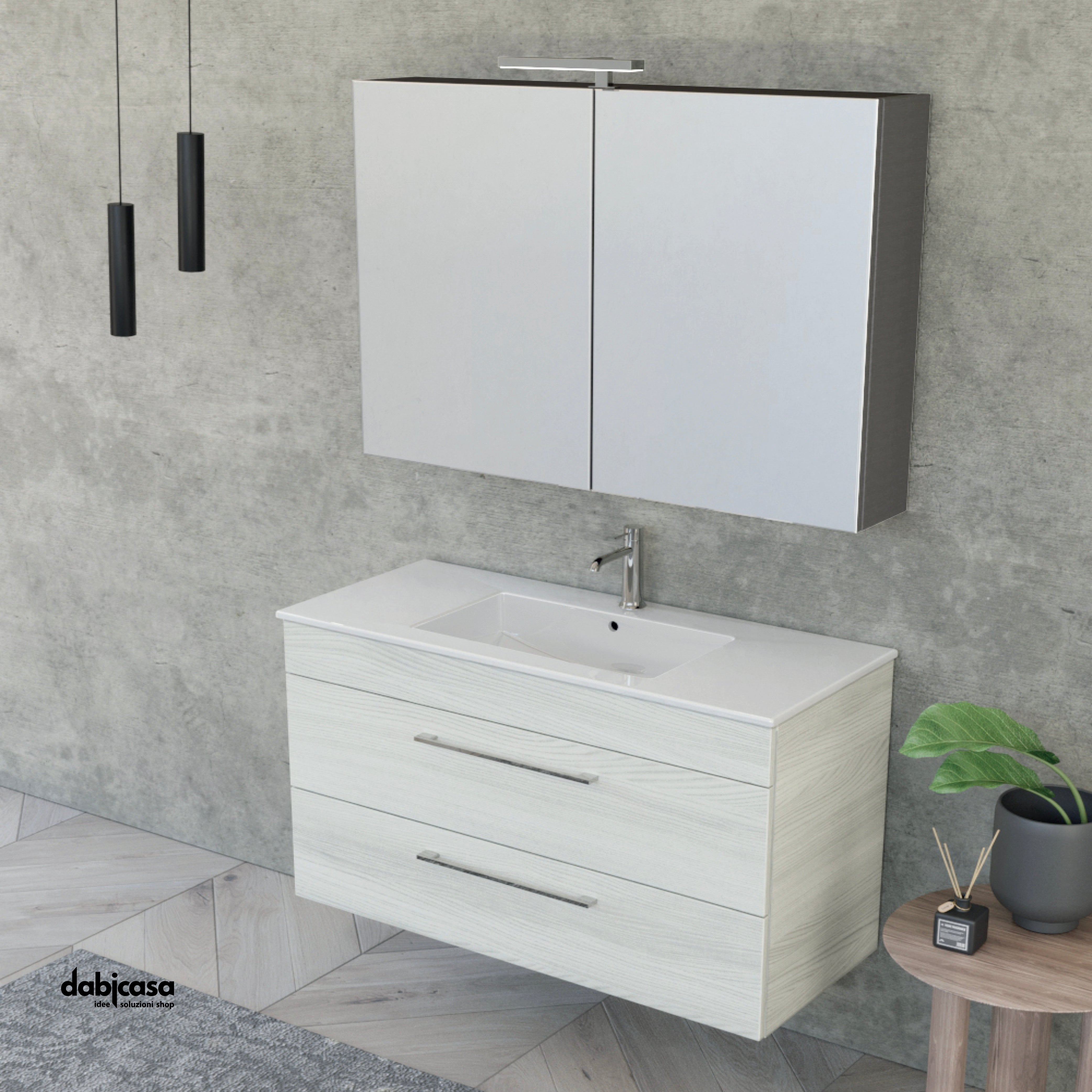 Mobile Bagno Clever "Unit Five" Sospeso da 101 cm White Elm