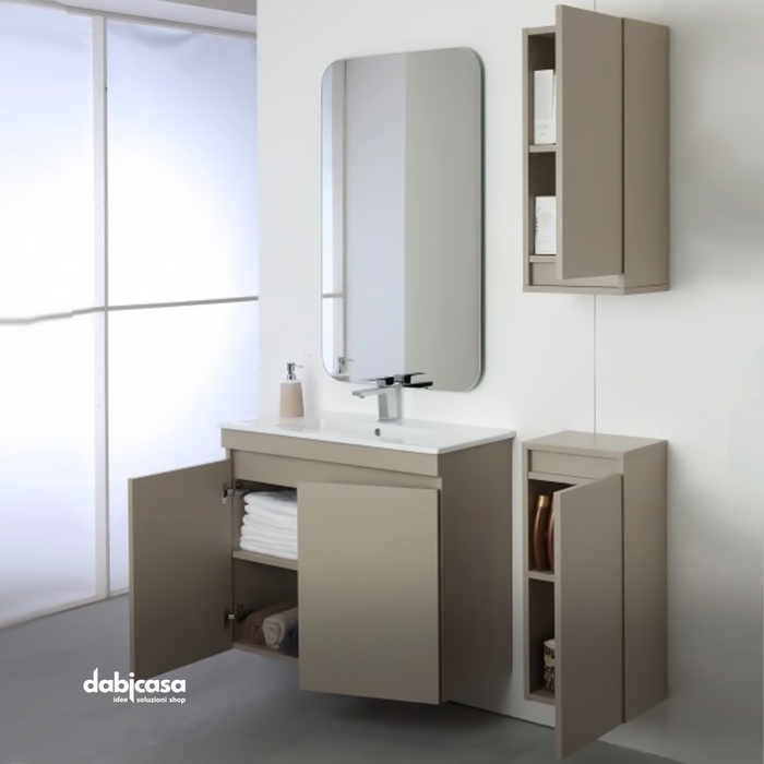 MOBILE BAGNO "PASTELLO" CON DUE ANTE SOSPESO 80CM COLORE TORTORA freeshipping - Dabicasa