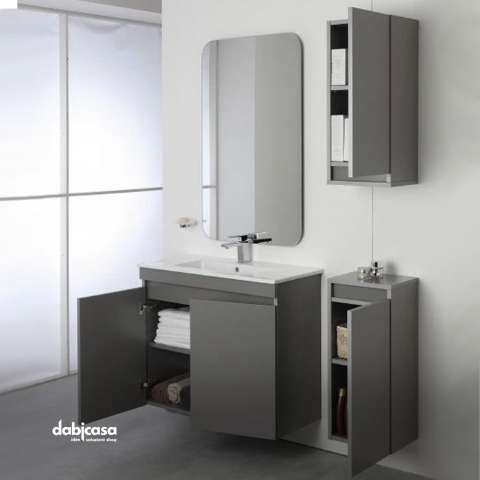 MOBILE BAGNO "PASTELLO" CON DUE ANTE SOSPESO 80CM COLORE GRIGIO freeshipping - Dabicasa
