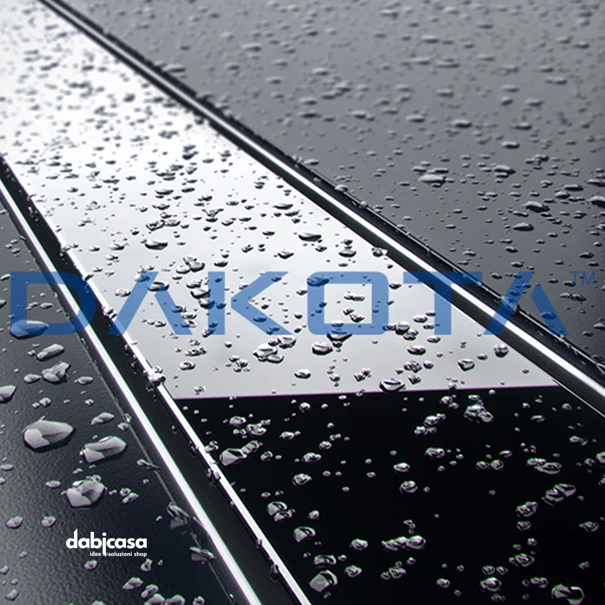 Dakota "Dakua" Canalina di Scarico da 80 Cm C/Griglia Raccogli Acqua Nera In Vetro freeshipping - Dabicasa