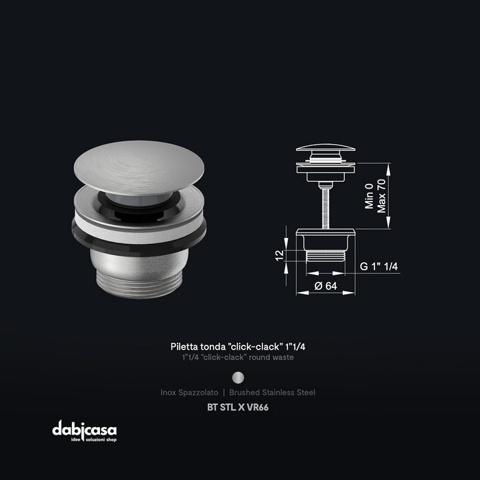 Ponsi Linea "Stilox" Piletta Click-Clack in Acciaio Inox Spazzolato freeshipping - Dabicasa