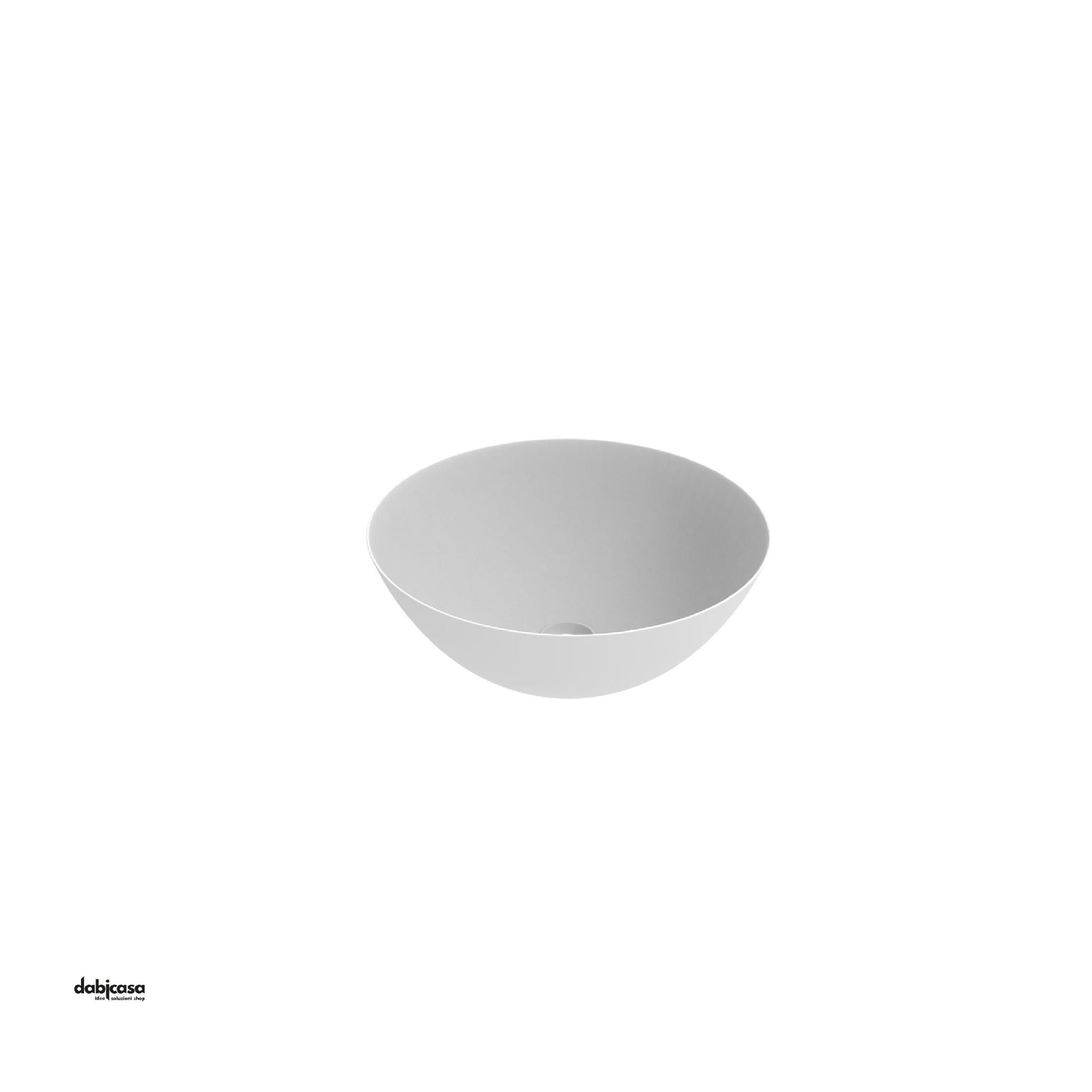 Lavabo "Bacinella" Da Appoggio Tonda In Ceramica Bianco Opaco Diametro 41