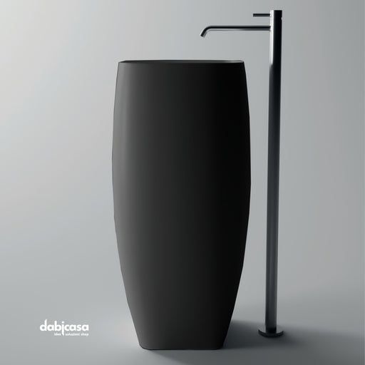 Alice Ceramica " Nur" Lavabo Freestanding Nero Opaco con Scarico a Pavimento freeshipping - Dabicasa