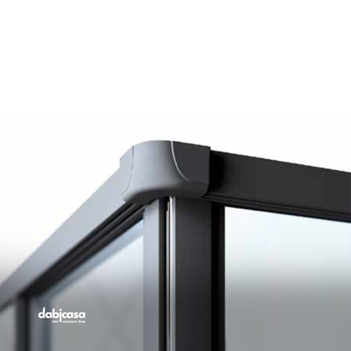 Box doccia "New Smeralda" angolare 80x80 in alluminio e pannello in vetro con profili nero essenza freeshipping - Dabicasa