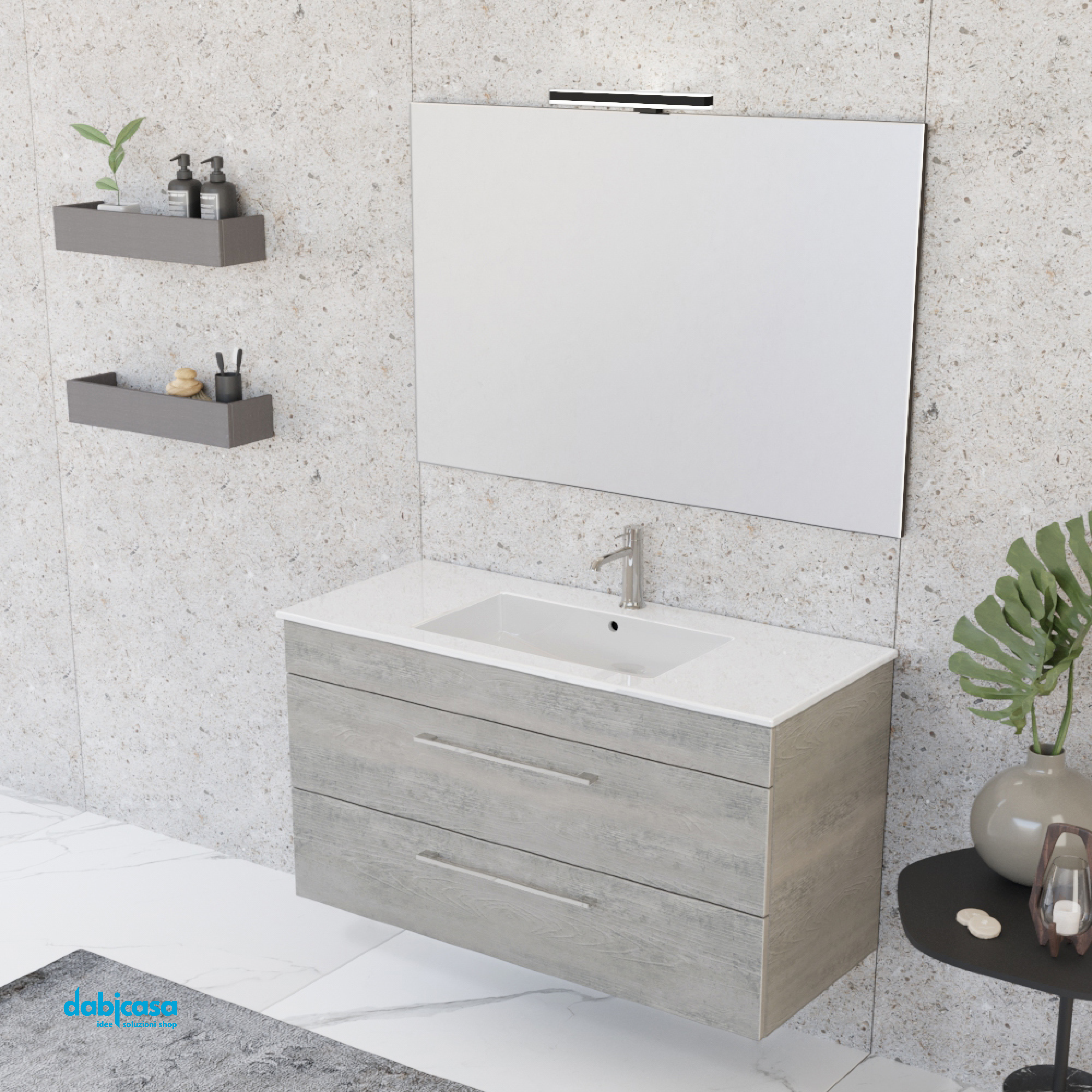 Mobile Bagno Clever "Unit Five" da 101 cm Cemento Wood