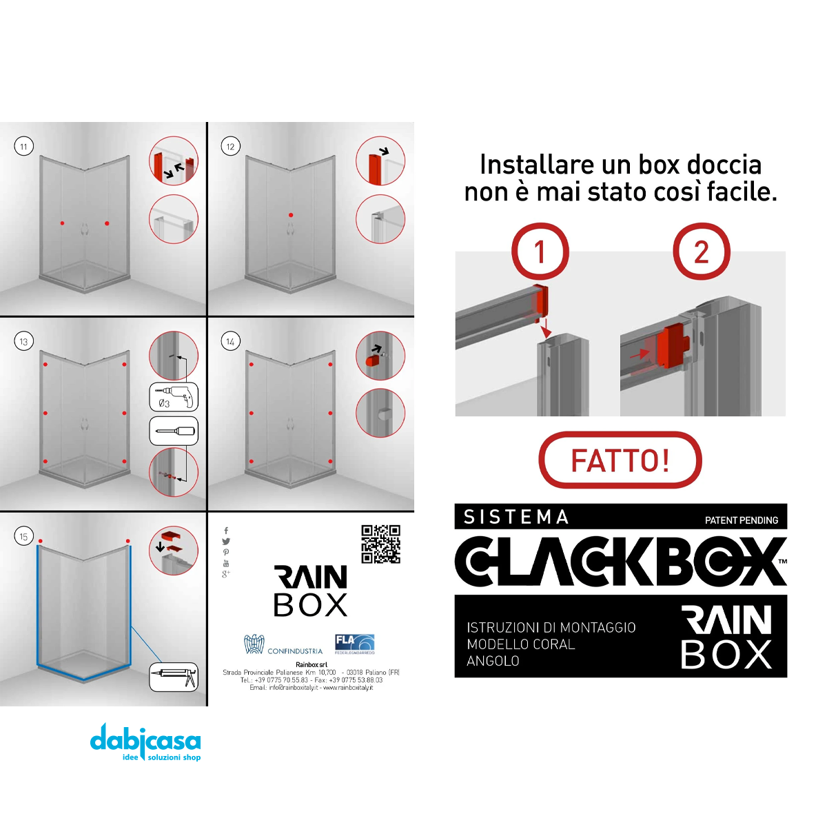 Box doccia "Facile" 100x100 angolare quadrato cristallo trasparente 6mm freeshipping - Dabicasa