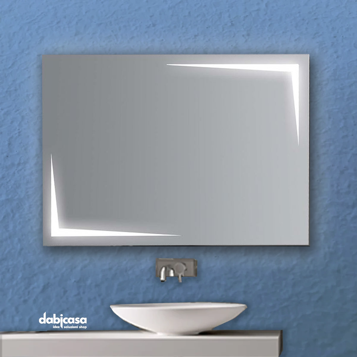 Specchio Linea "Zeus" Retroilluminato Con Decori LED 105x70 cm Reversibile freeshipping - Dabicasa