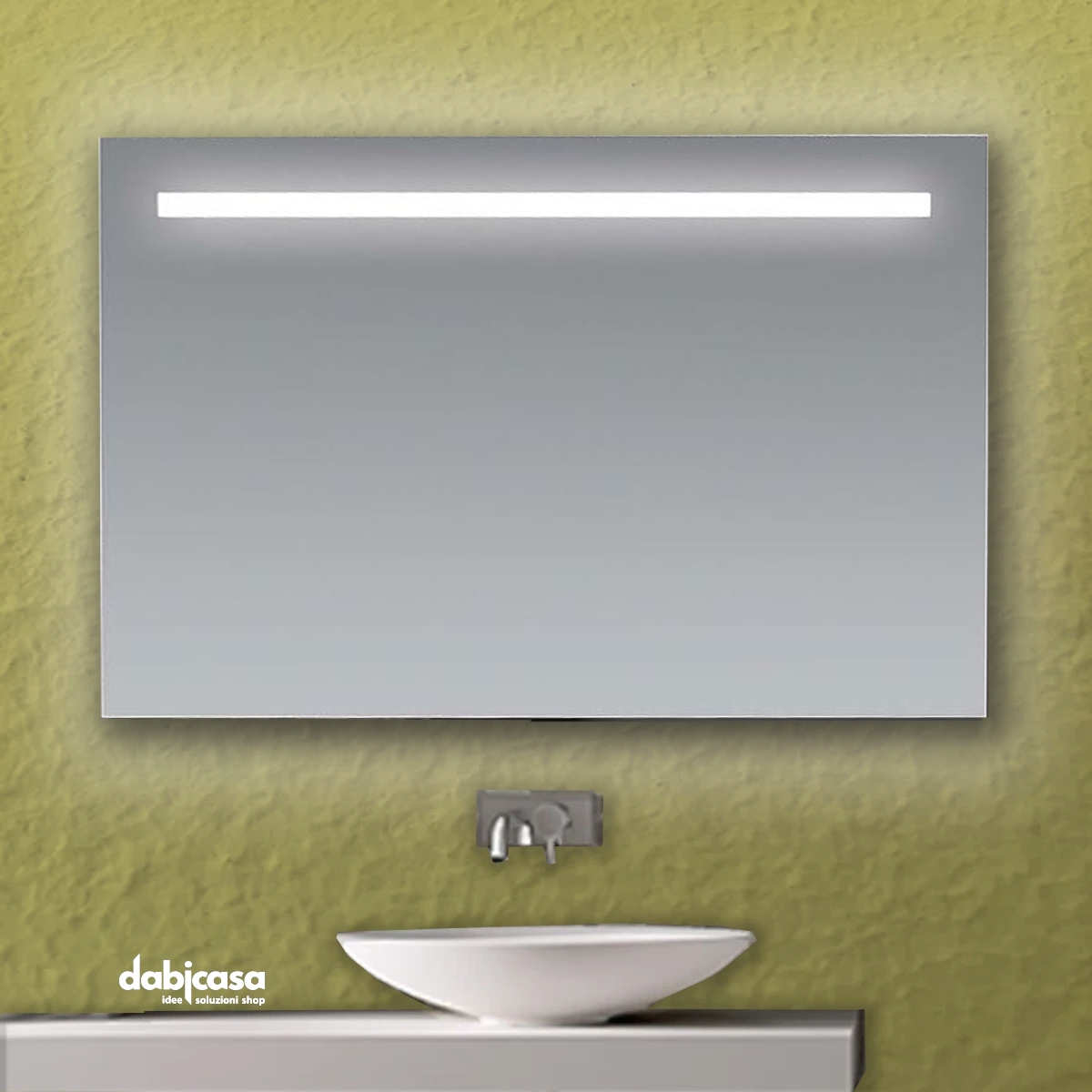 Specchio Linea Led "Line" Retroilluminato Con Fascia Superiore Luminosa 70x105cm freeshipping - Dabicasa